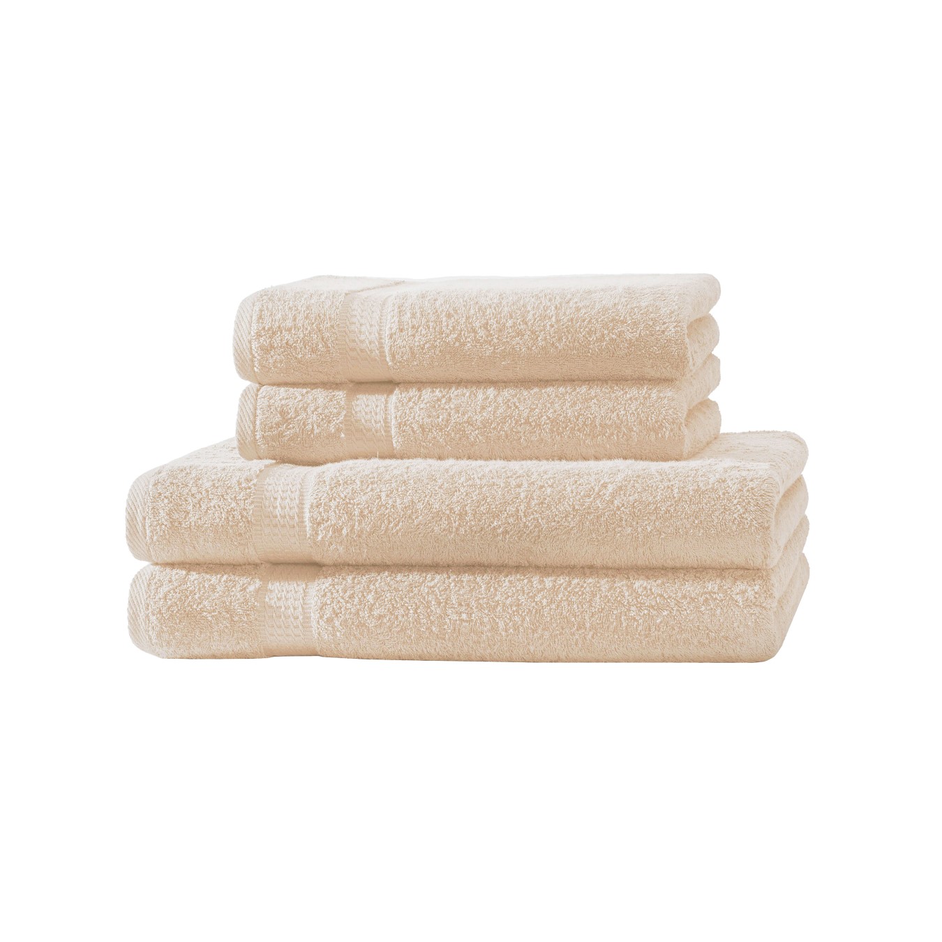 4er Set 2X Handtuch + 2X Duschtuch in Beige | 500g/m² | 100% Baumwolle