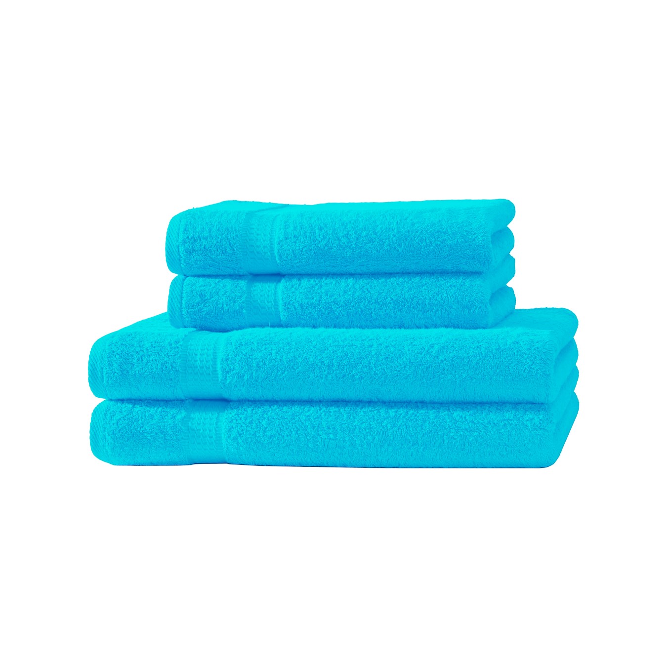 4er Set 2X Handtuch + 2X Duschtuch in Türkis | 500g/m² | 100% Baumwolle