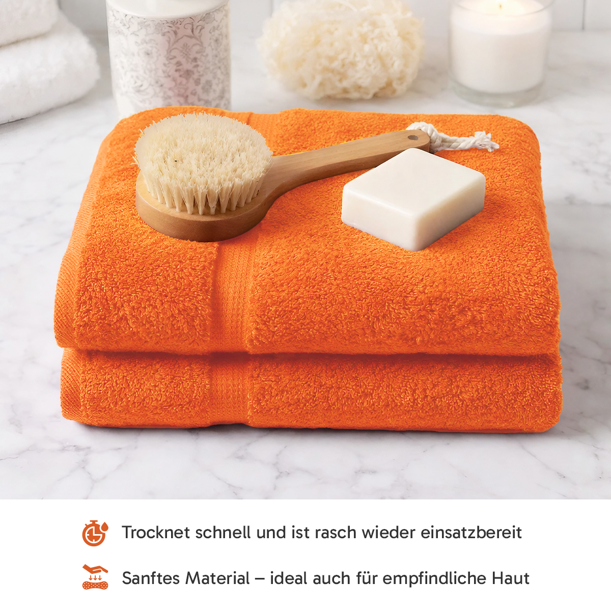 4er Set 2X Handtuch + 2X Duschtuch in Terra | 500g/m² | 100% Baumwolle