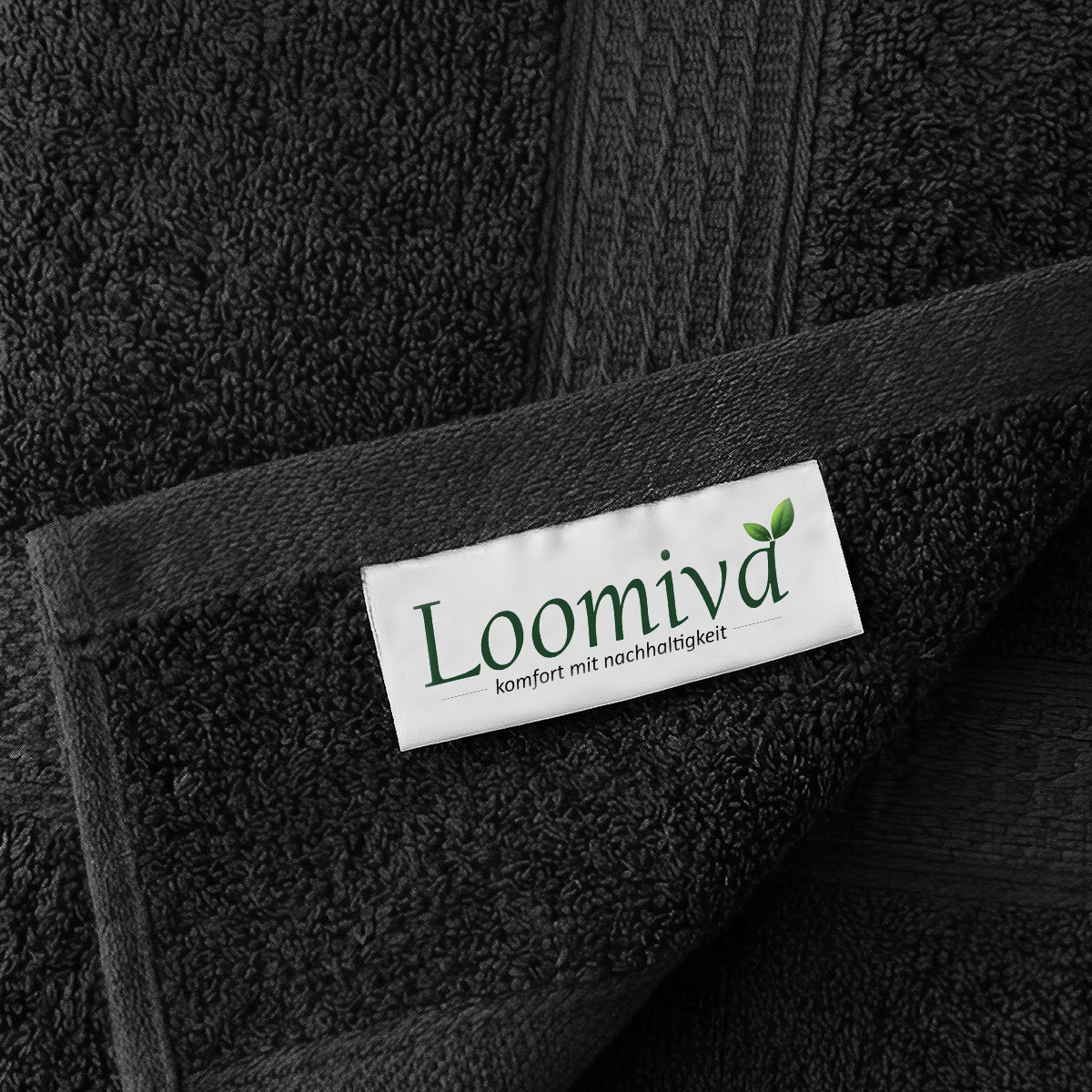 Loomiva Frottier Set 4x Handtuch + 2X Duschtuch | 500g/m² | 100% Baumwolle | Extra Weich | Öko-TEX Standard 100 | Schwarz