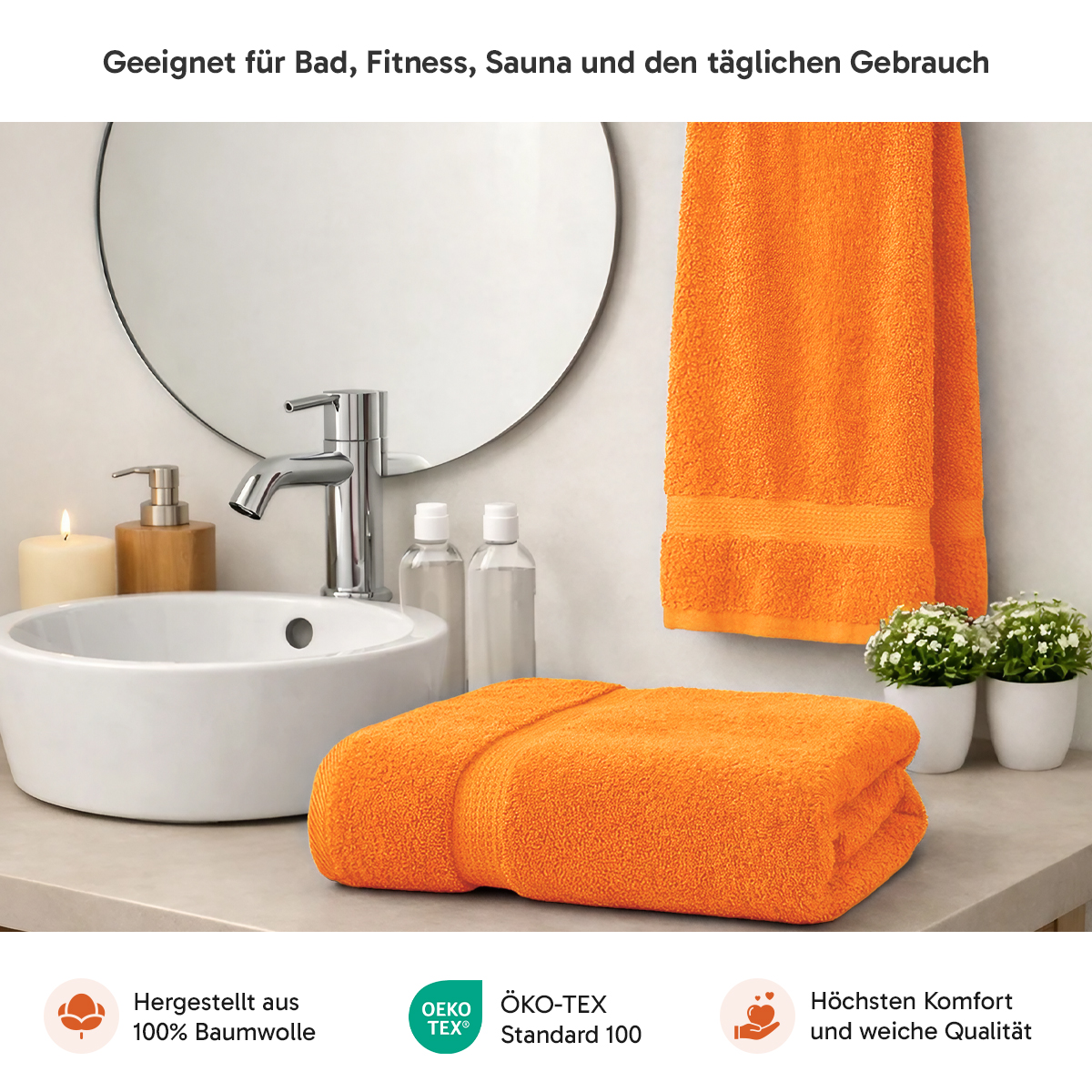 Loomiva Frottier Set 4x Handtuch + 2X Duschtuch | 500g/m² | 100% Baumwolle | Extra Weich | Öko-TEX Standard 100 | Terra