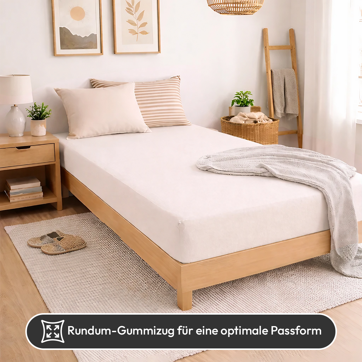 Jersey Spannbettlaken 140gsm in große 90-100x200+30 cm | Natur / Ecru Farbe