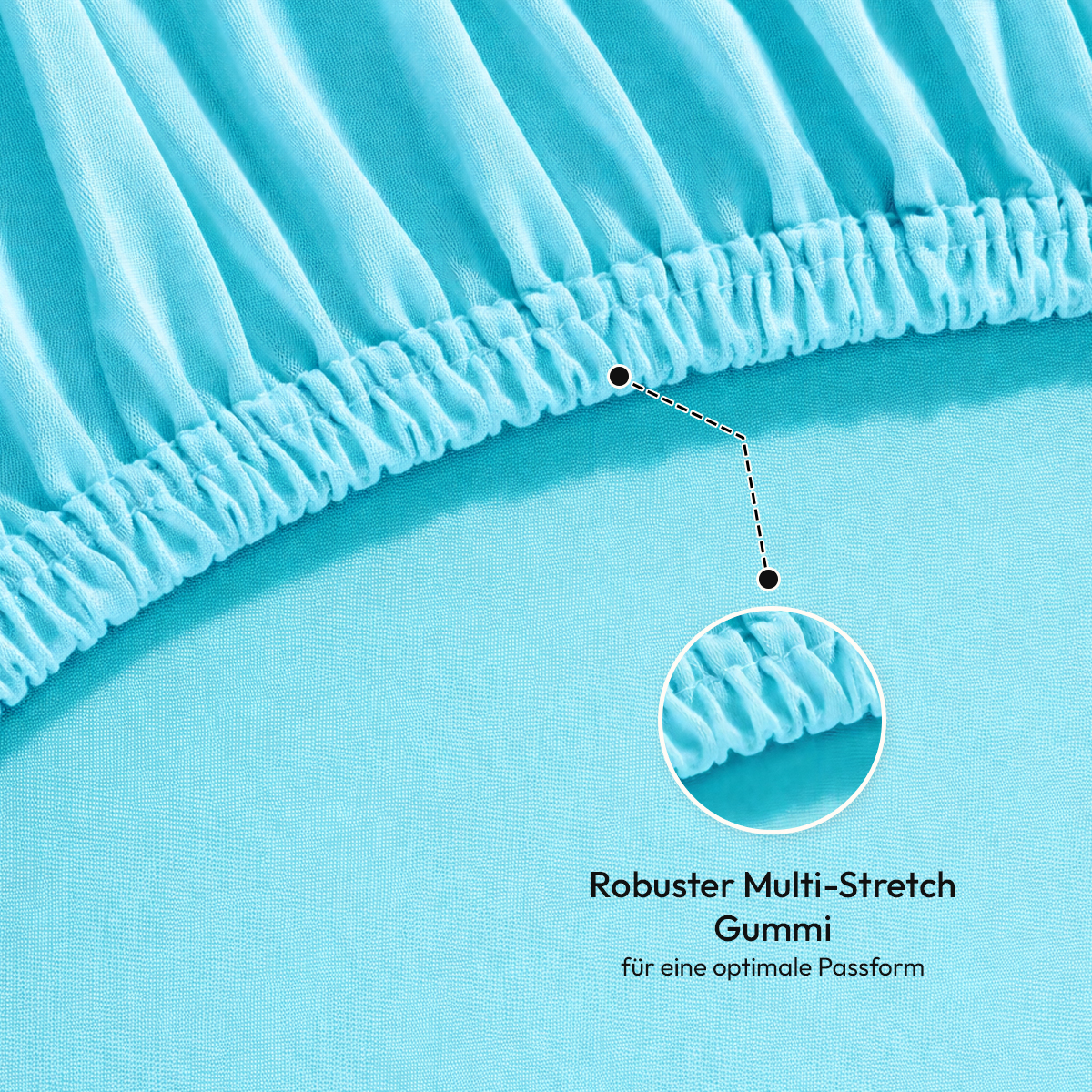 Jersey Spannbettlaken 140gsm in große 90-100x200+30 cm | Aqua / Lagune Farbe