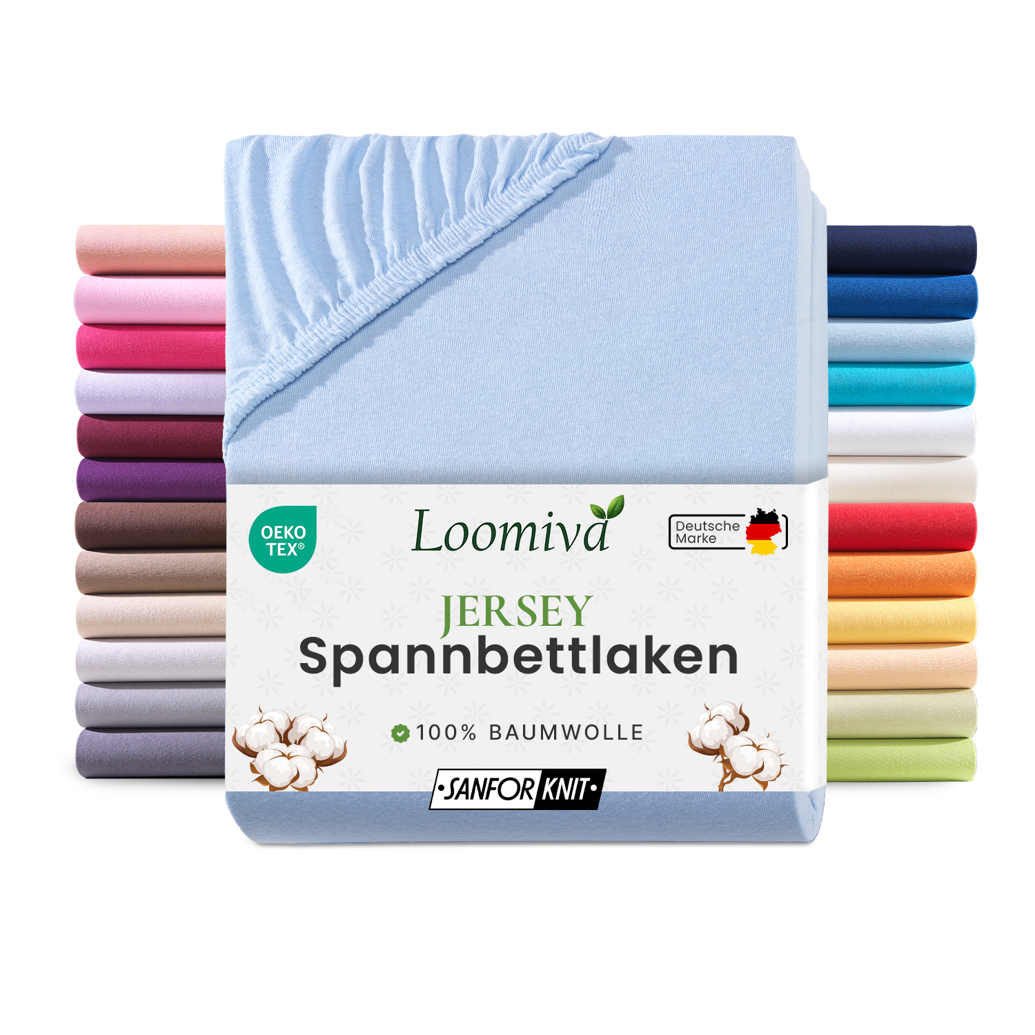 Jersey Spannbettlaken 140gsm in große 90-100x200+30 cm | Bleu / Hellblau Farbe