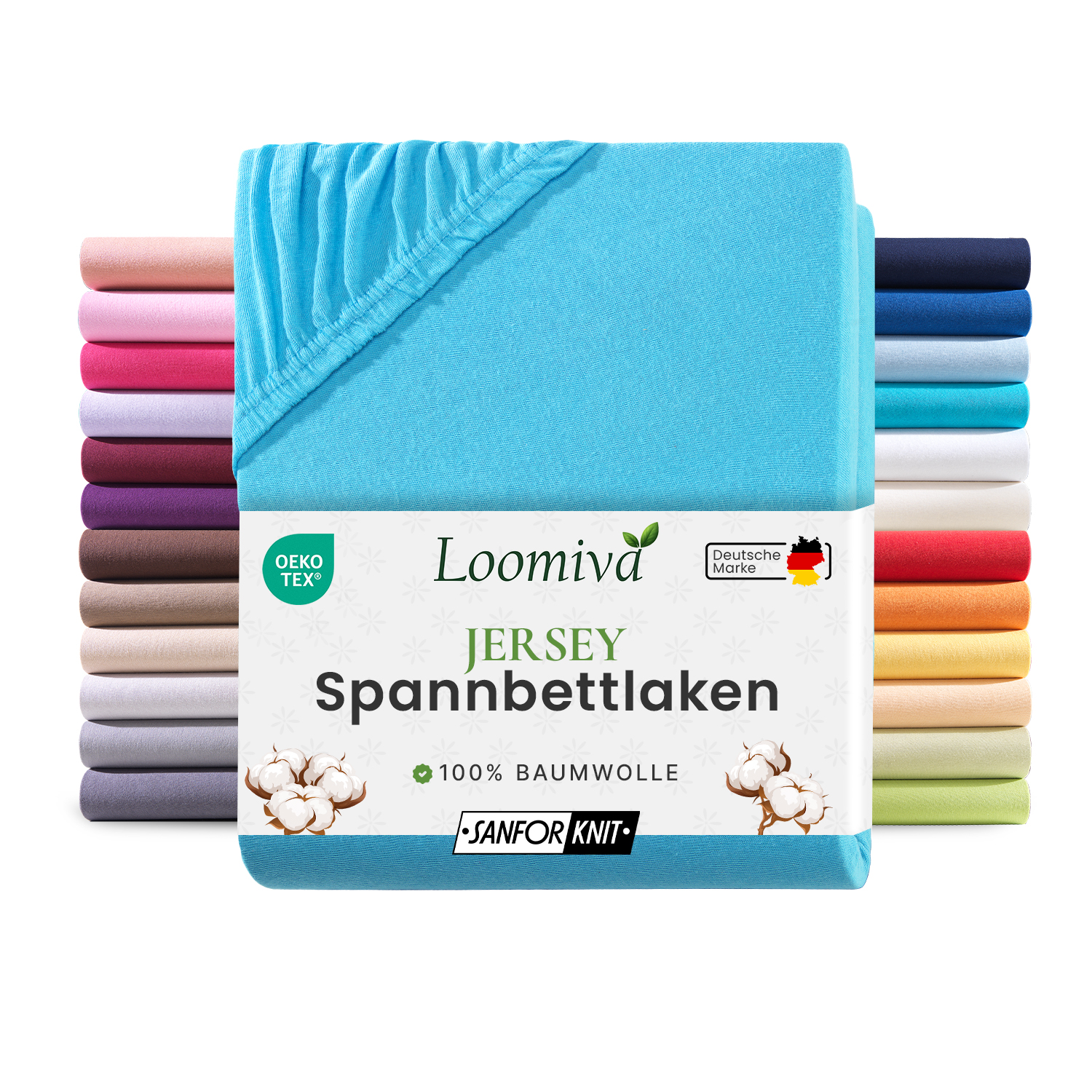 Jersey Spannbettlaken 140gsm in große 90-100x200+30 cm | Tuerkis Farbe