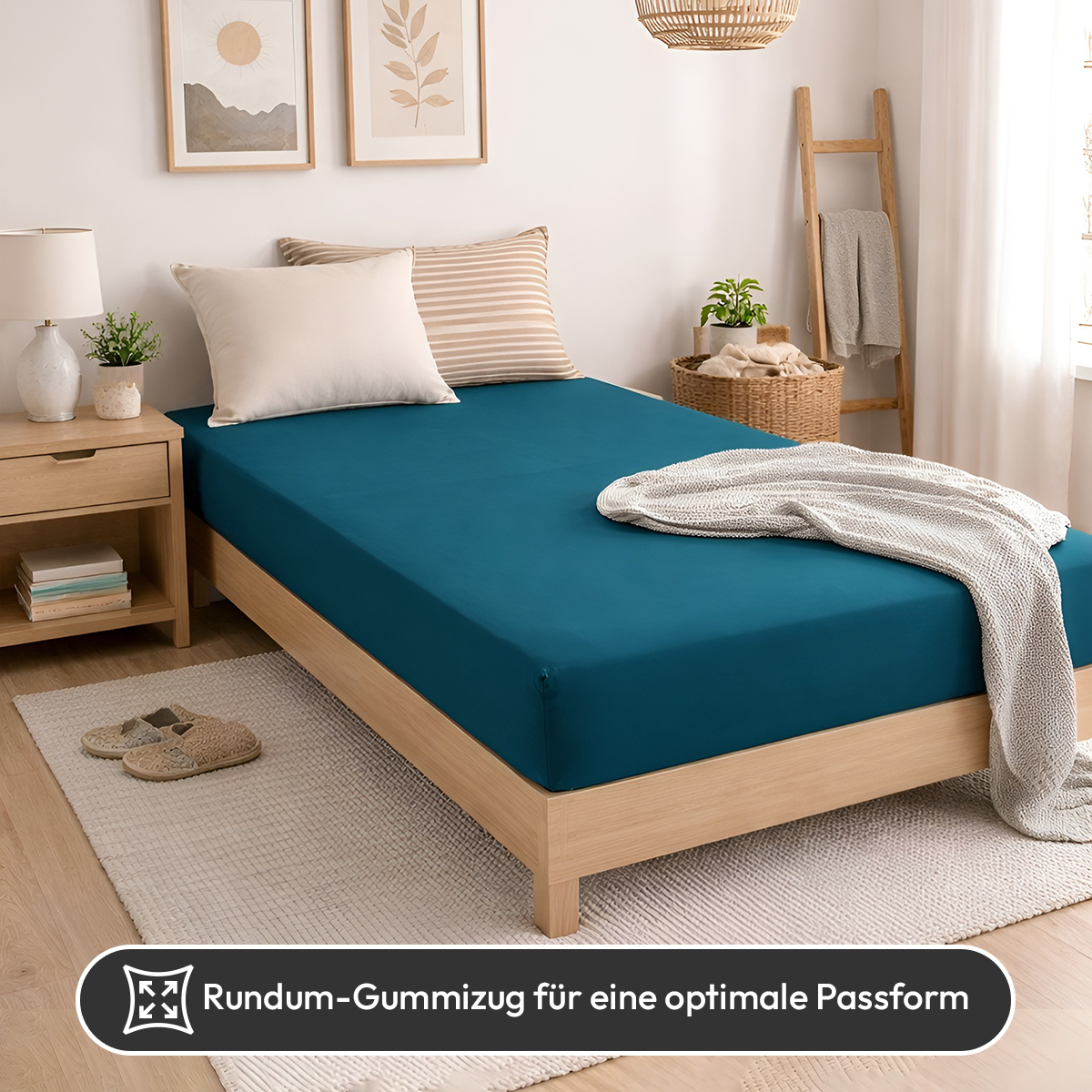 Jersey Spannbettlaken 140gsm in große 90-100x200+30 cm | Petrol Farbe