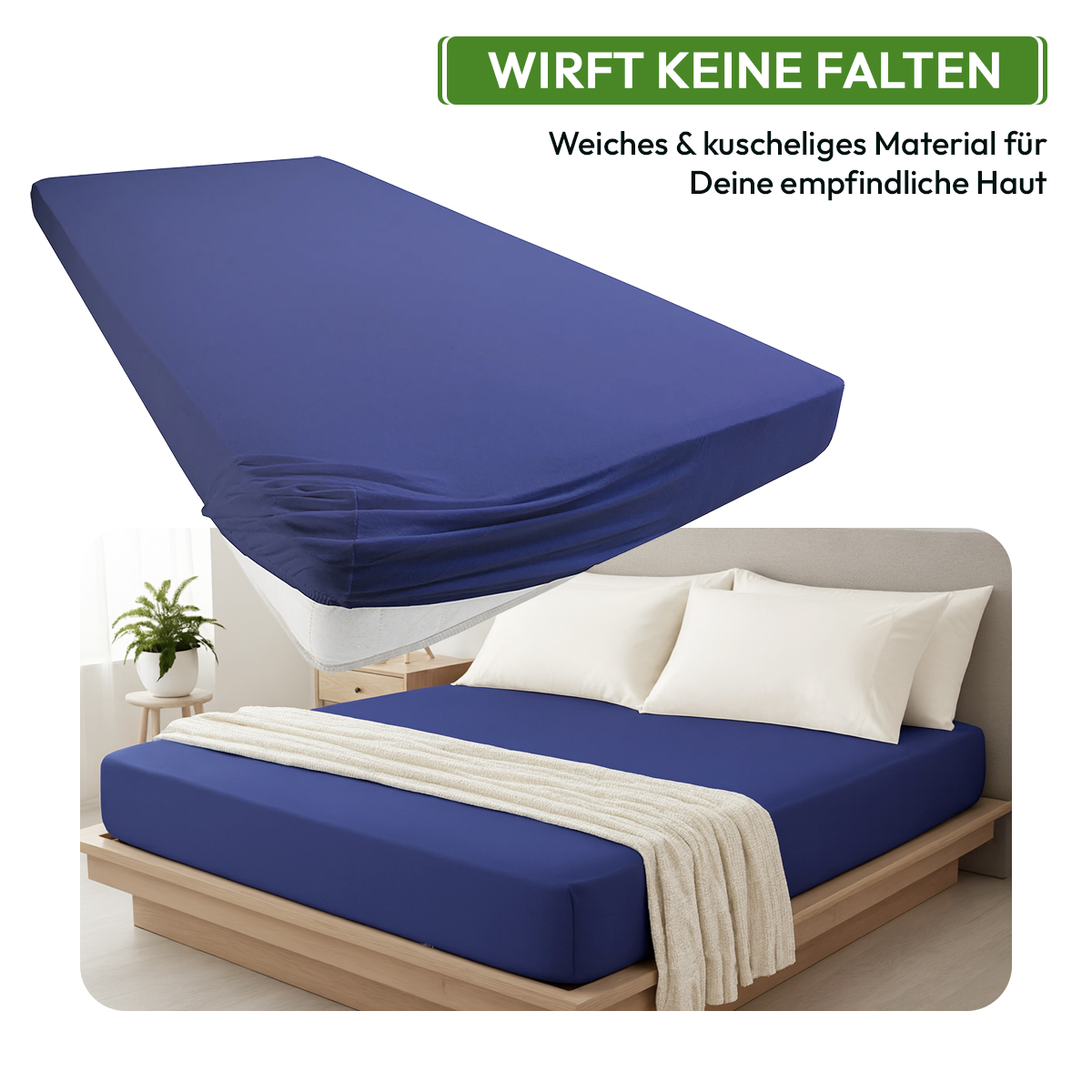 Jersey Spannbettlaken 140gsm in große 90-100x200+30 cm | Marine / Navy Farbe