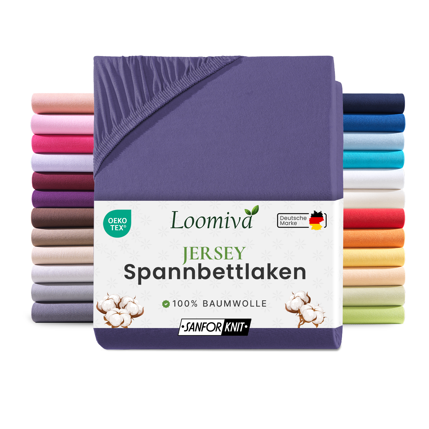 Jersey Spannbettlaken 140gsm in große 90-100x200+30 cm | Violett / Lila Farbe