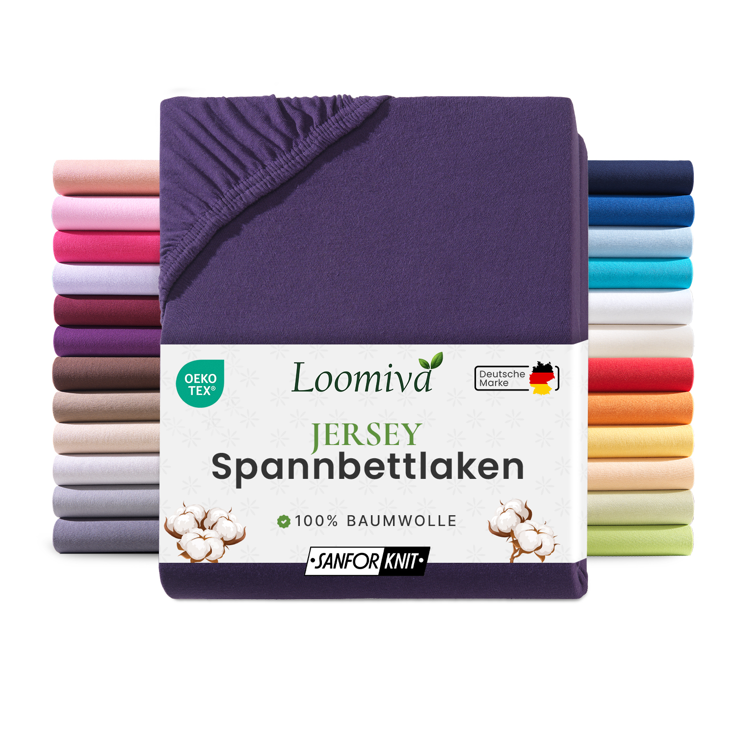 Jersey Spannbettlaken 140gsm in große 90-100x200+30 cm | Aubergine / Pflaume Farbe