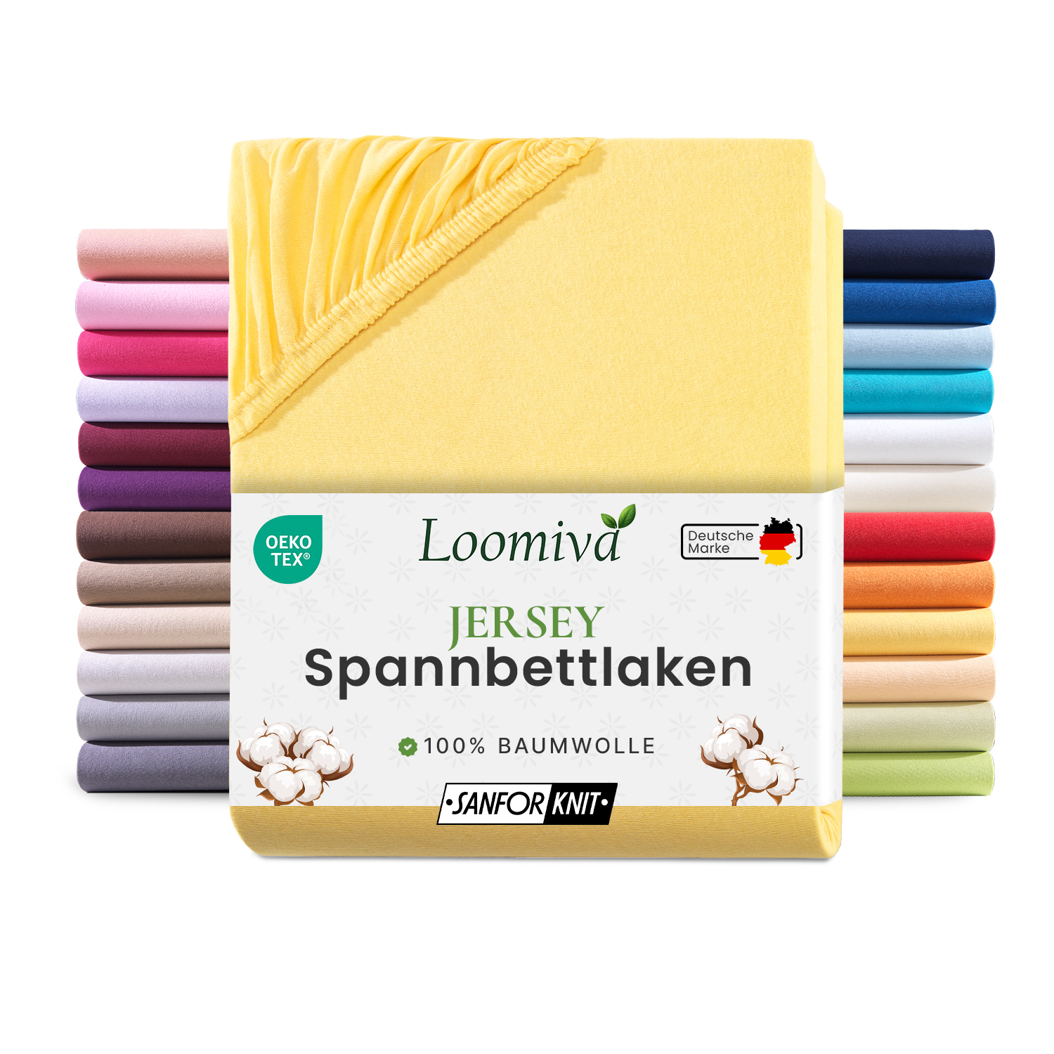 Jersey Spannbettlaken 140gsm in große 90-100x200+30 cm | Gelb / Vanille Farbe