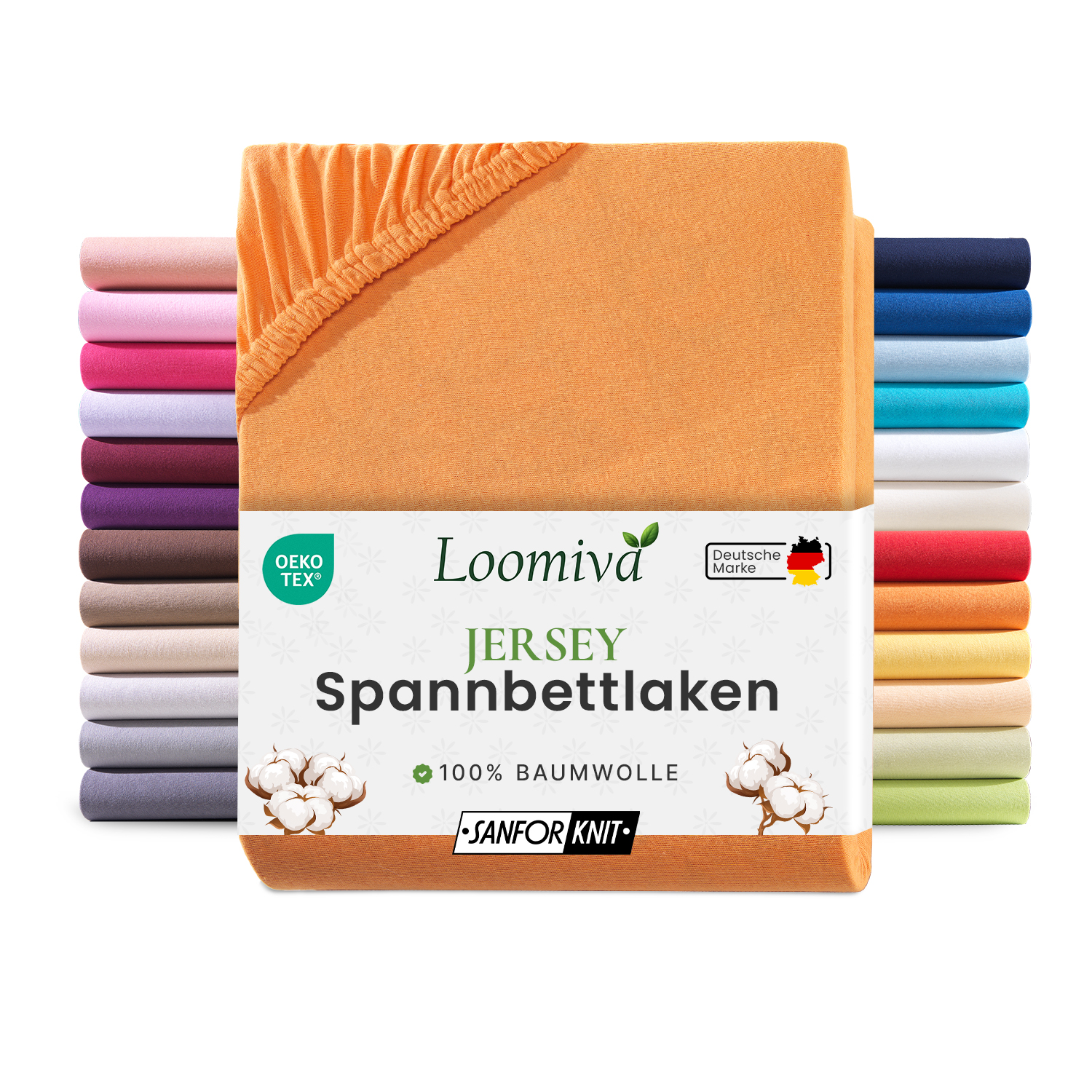 Jersey Spannbettlaken 140gsm in große 90-100x200+30 cm | Orange Farbe