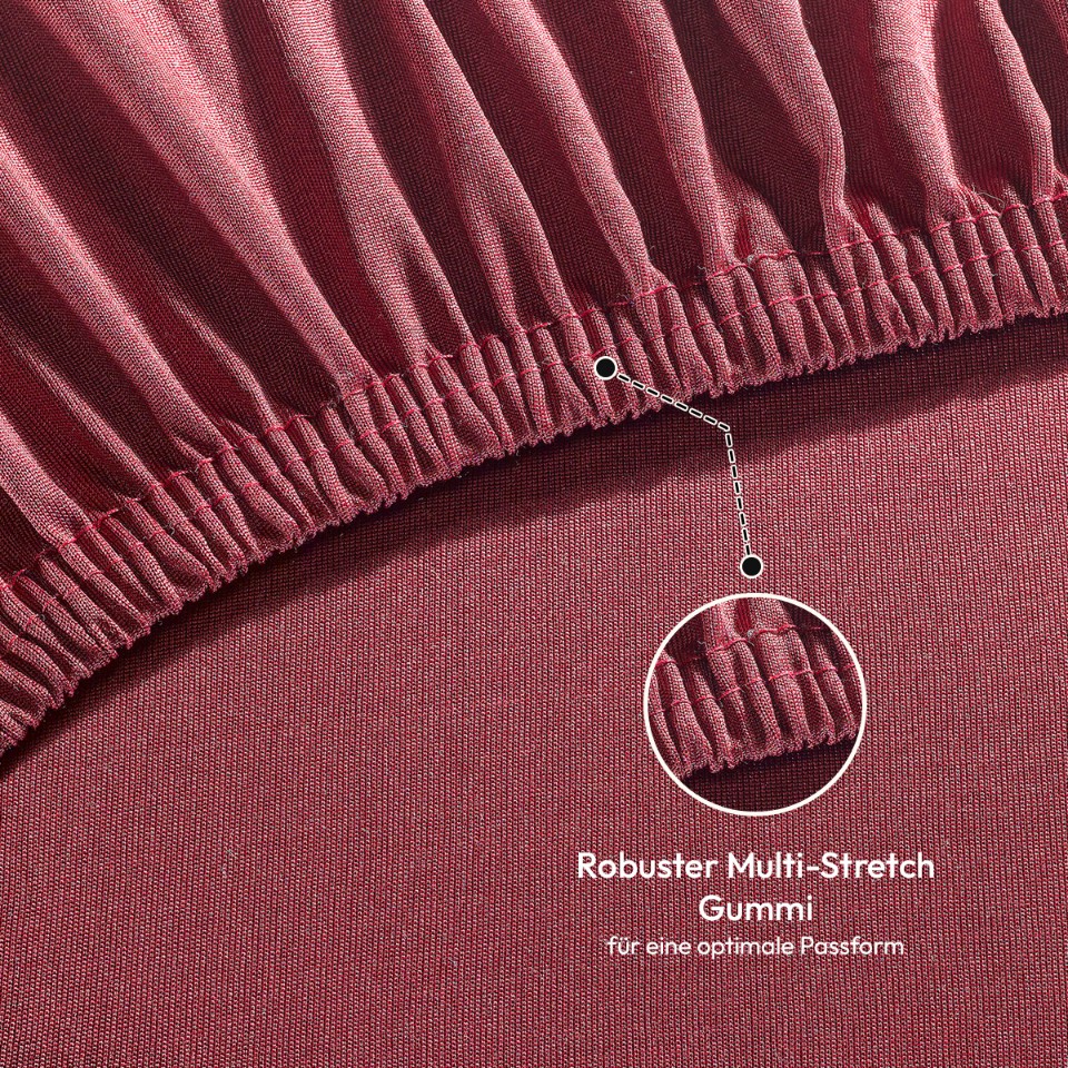 Jersey Spannbettlaken 140gsm in große 90-100x200+30 cm | Bordeaux / Weinrot Farbe