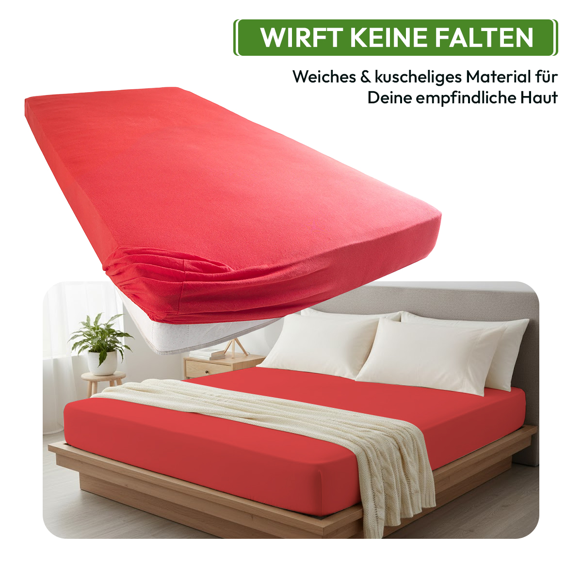 Jersey Spannbettlaken 140gsm in große 90-100x200+30 cm | Rot Farbe
