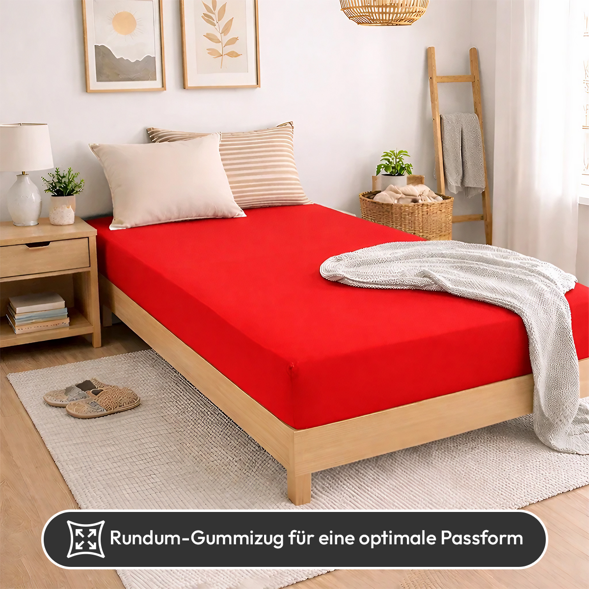 Jersey Spannbettlaken 140gsm in große 90-100x200+30 cm | Rot Farbe