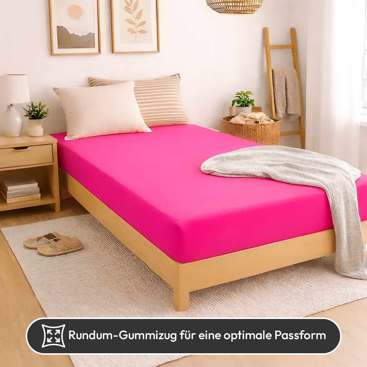Jersey Spannbettlaken 140gsm in große 90-100x200+30 cm | Magenta / Pink Farbe