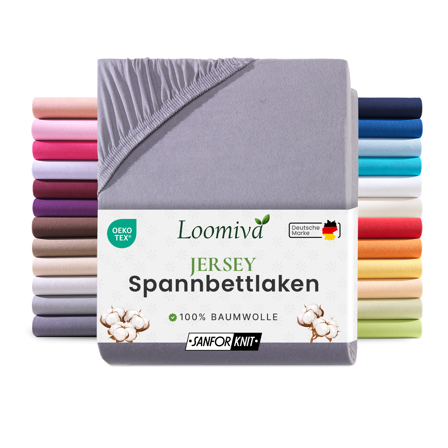Jersey Spannbettlaken 140gsm in große 90-100x200+30 cm | Grau / Platin Farbe