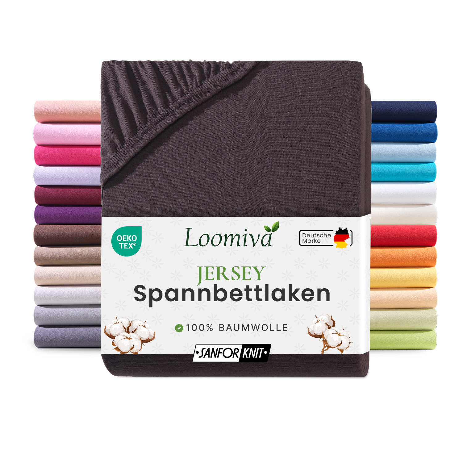 Jersey Spannbettlaken 140gsm in große 90-100x200+30 cm | Schokobraun Farbe