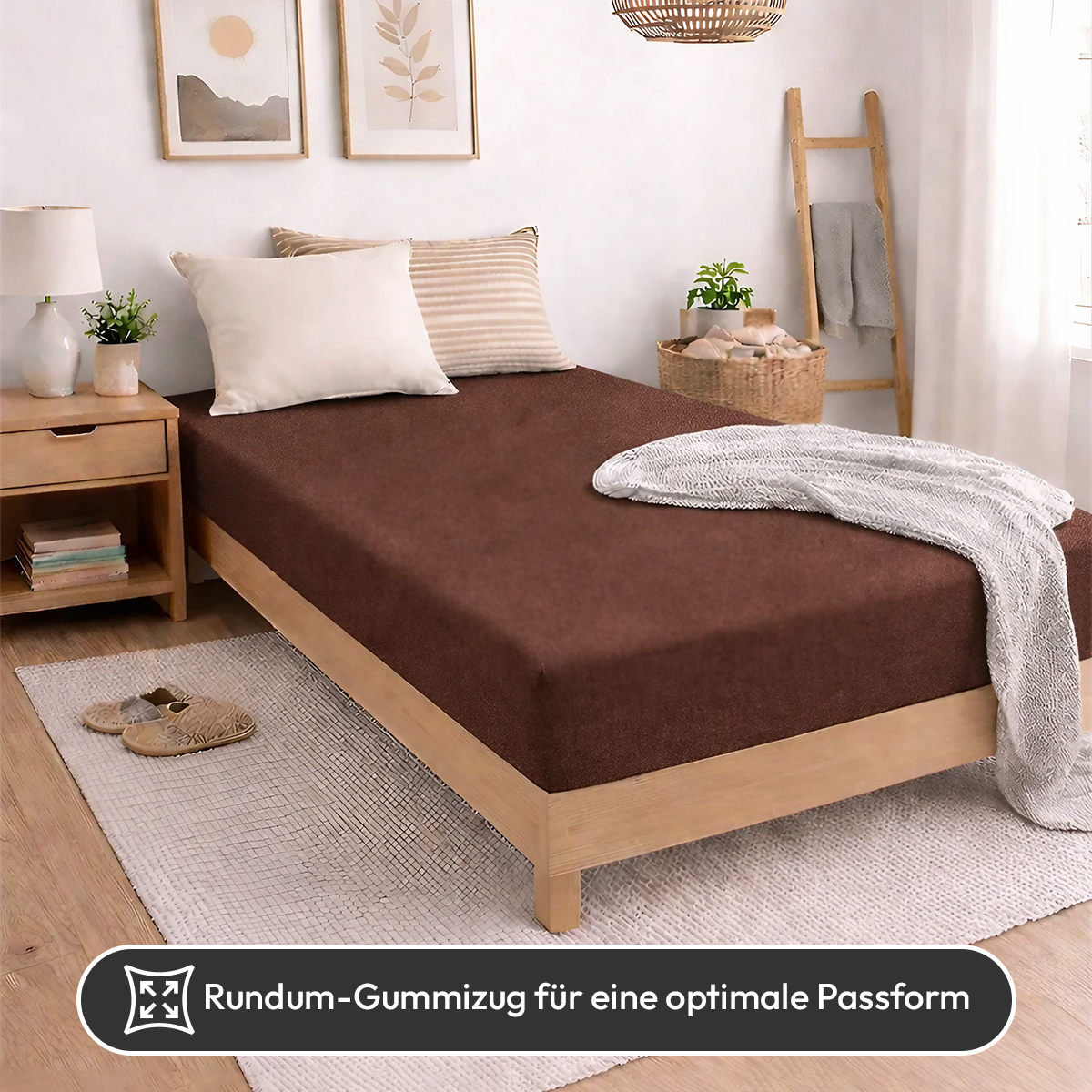 Jersey Spannbettlaken 140gsm in große 90-100x200+30 cm | Schokobraun Farbe