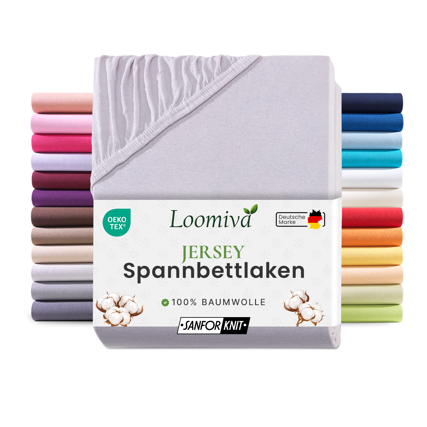 Jersey Spannbettlaken 140gsm in große 90-100x200+30 cm | Silber / Hellgrau Farbe