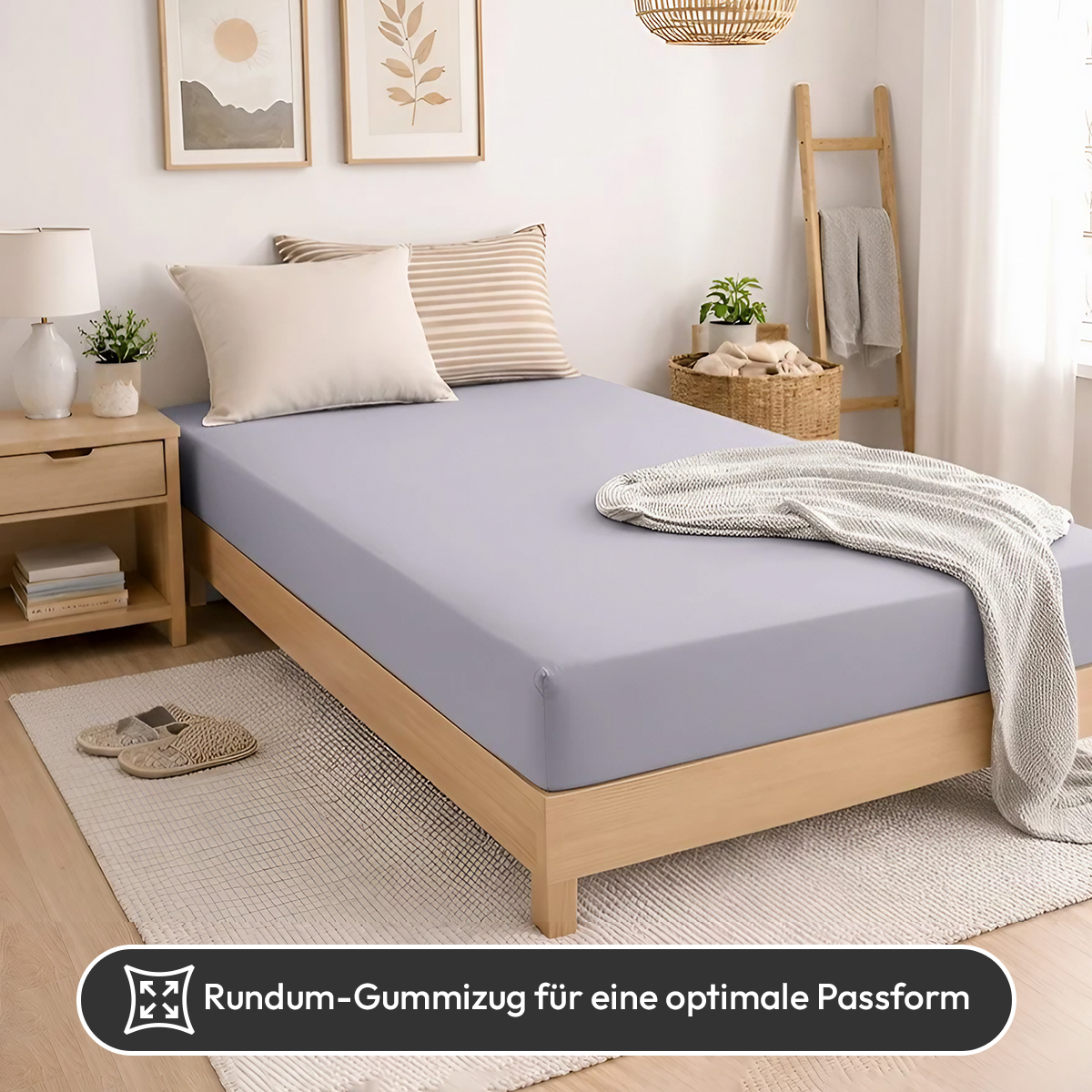 Jersey Spannbettlaken 140gsm in große 90-100x200+30 cm | Silber / Hellgrau Farbe