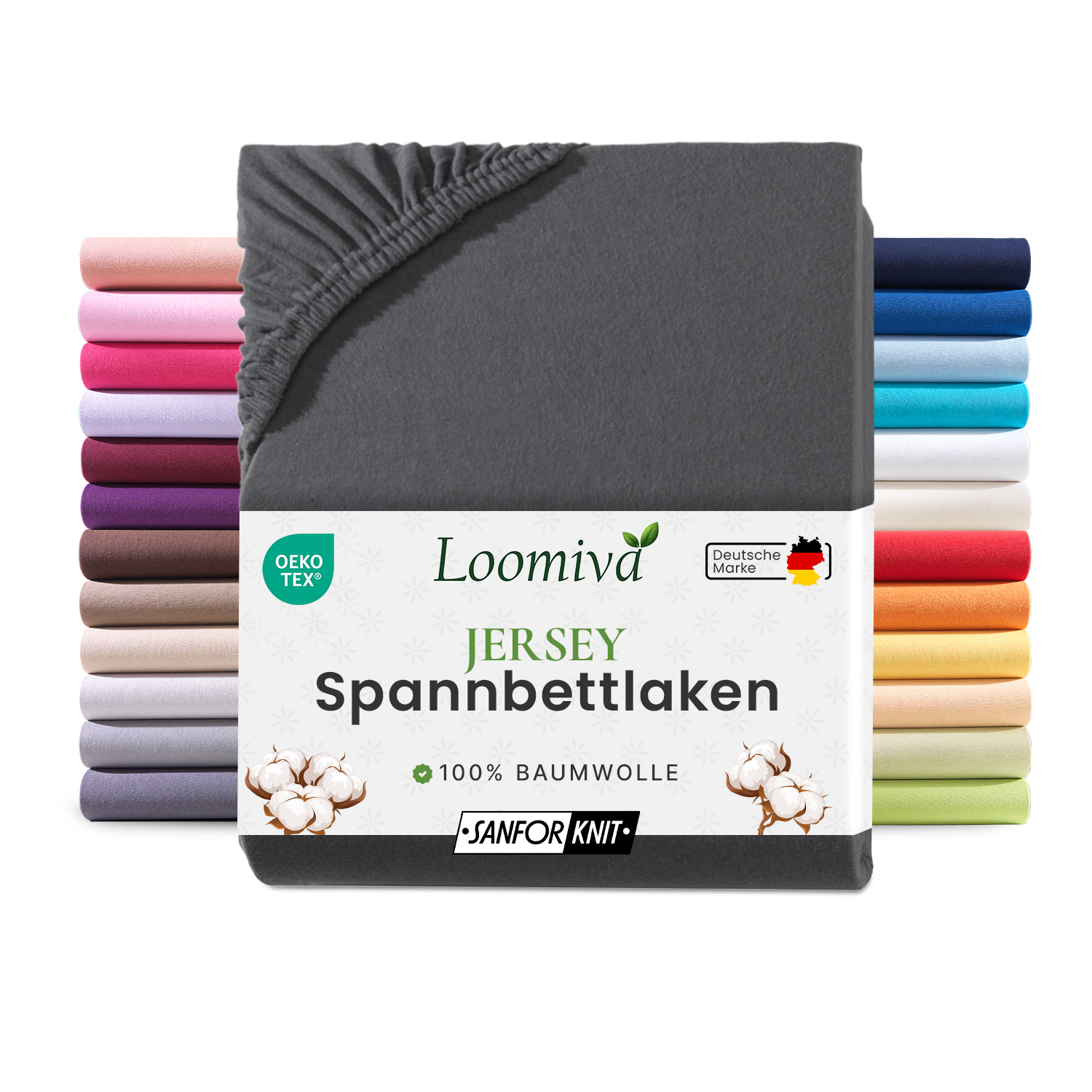 Jersey Spannbettlaken 140gsm in große 90-100x200+30 cm | Anthrazit / Graphit Farbe