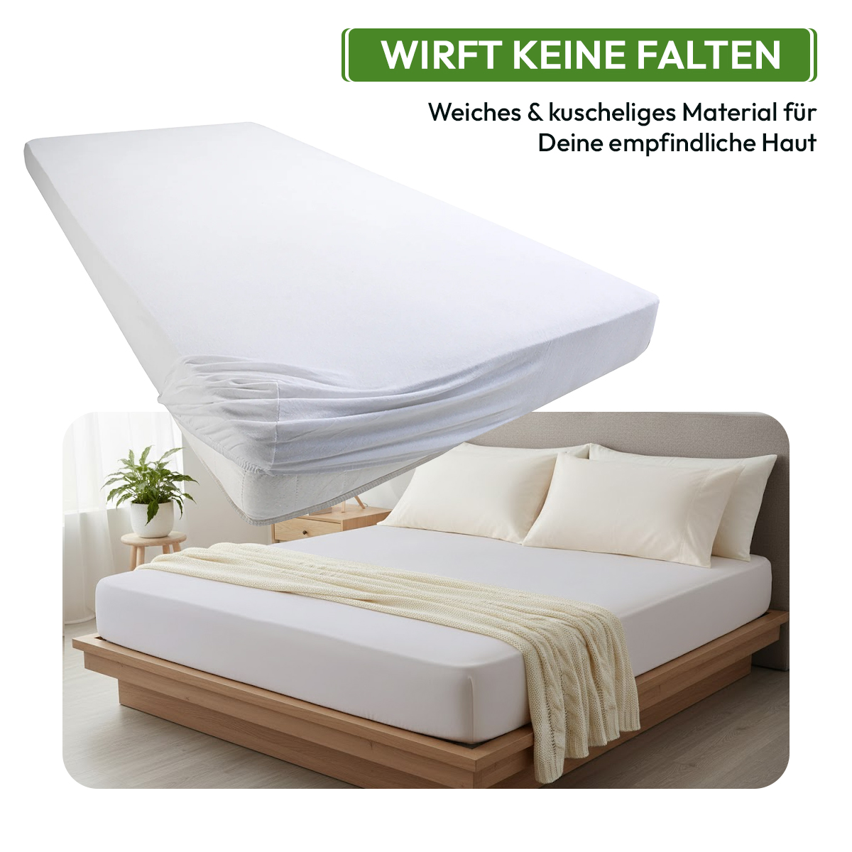 Jersey Spannbettlaken 140gsm in große 140-160x200+30 cm | Weiss Farbe