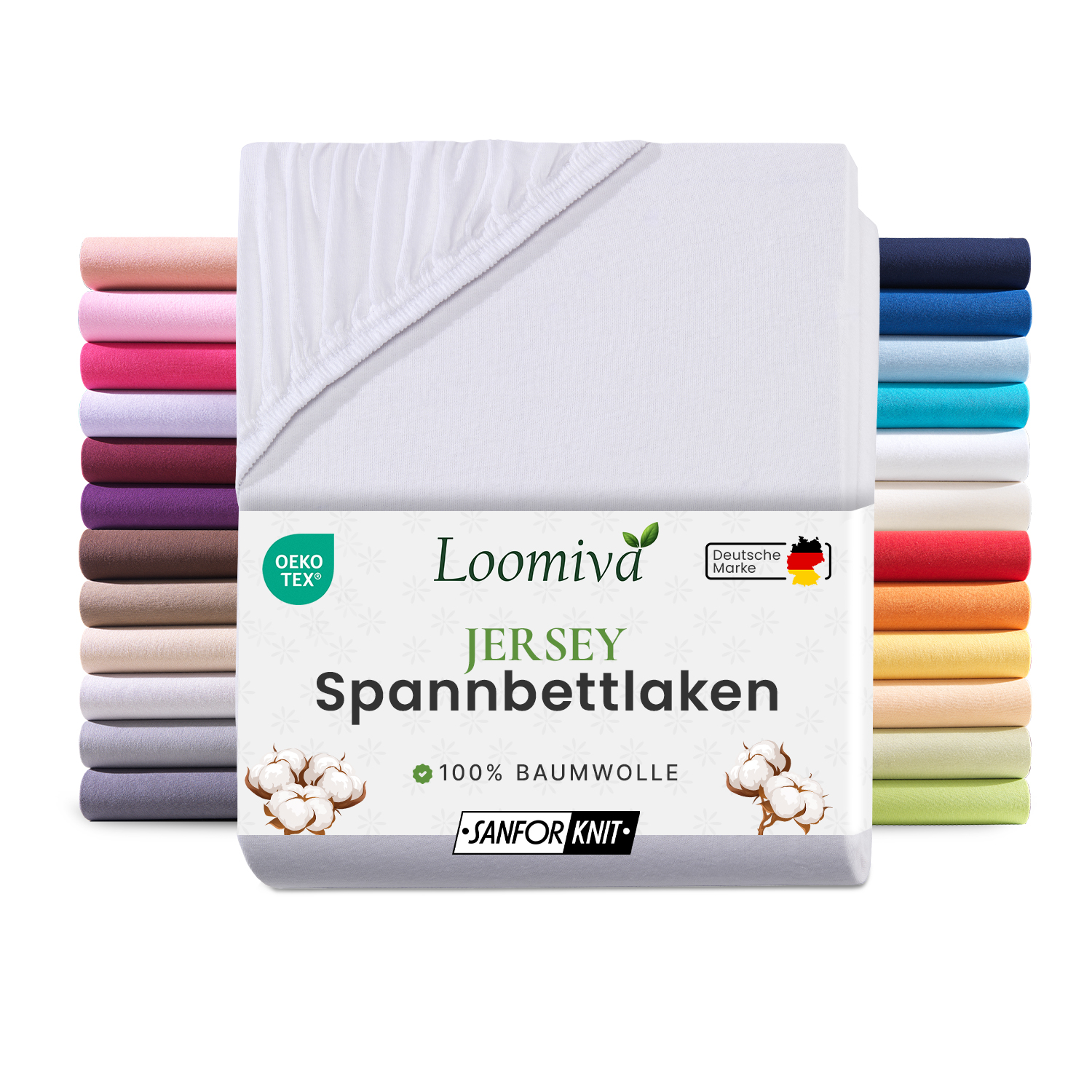 Jersey Spannbettlaken 140gsm in große 140-160x200+30 cm | Weiss Farbe