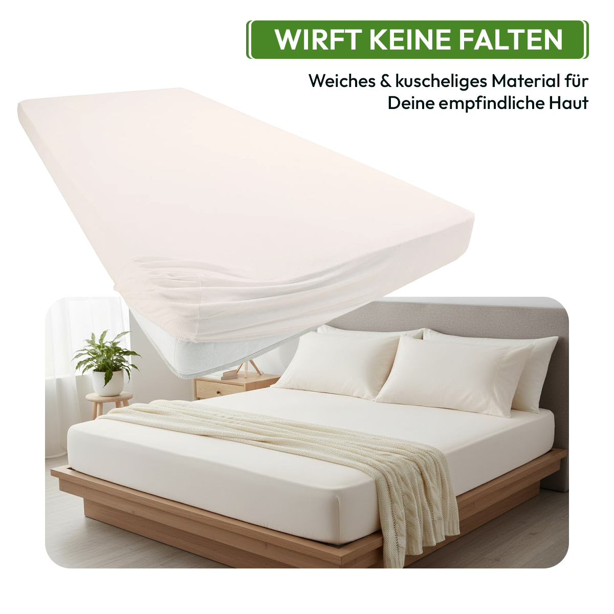 Jersey Spannbettlaken 140gsm in große 140-160x200+30 cm | Natur / Ecru Farbe