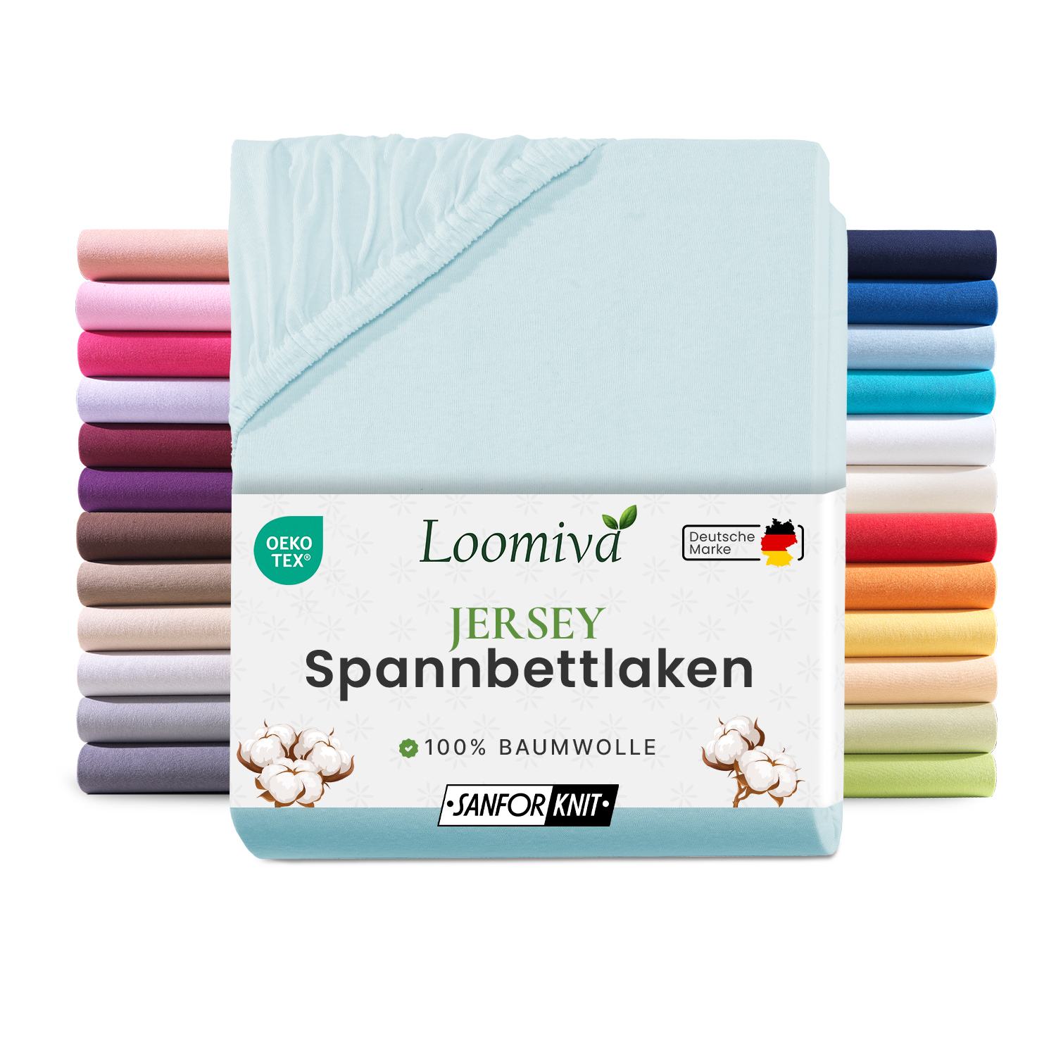 Jersey Spannbettlaken 140gsm in große 140-160x200+30 cm | Aqua / Lagune Farbe
