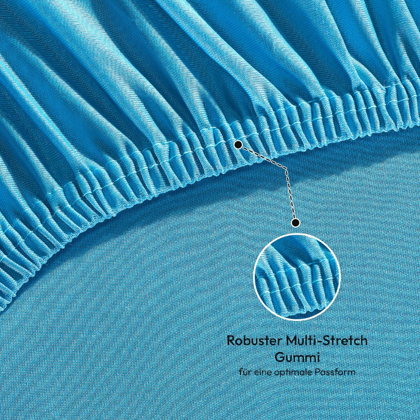 Jersey Spannbettlaken 140gsm in große 140-160x200+30 cm | Tuerkis Farbe
