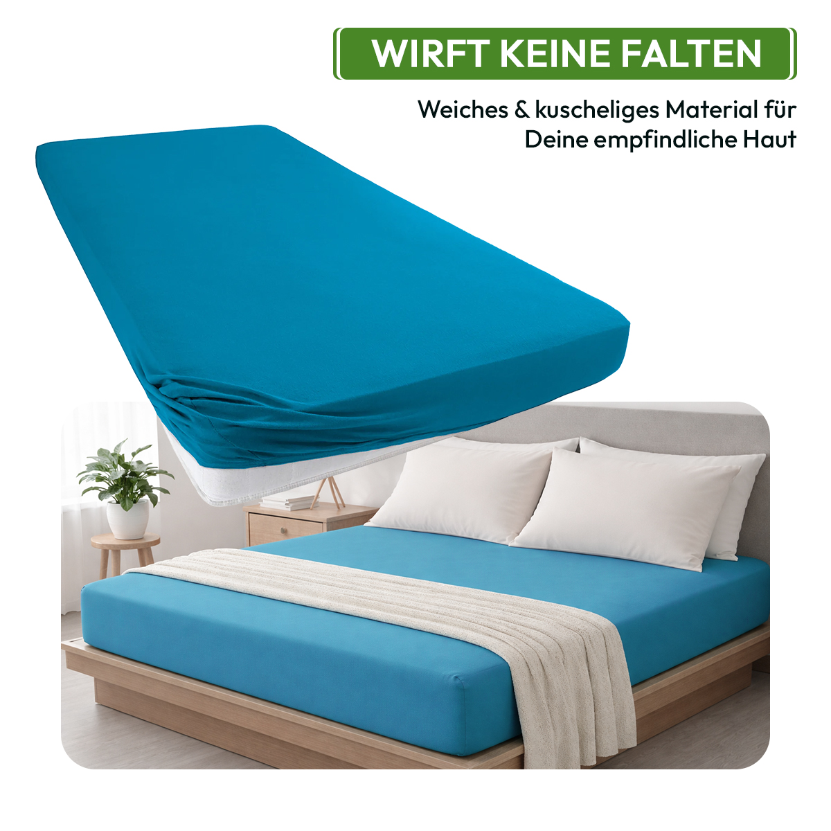 Jersey Spannbettlaken 140gsm in große 140-160x200+30 cm | Petrol Farbe