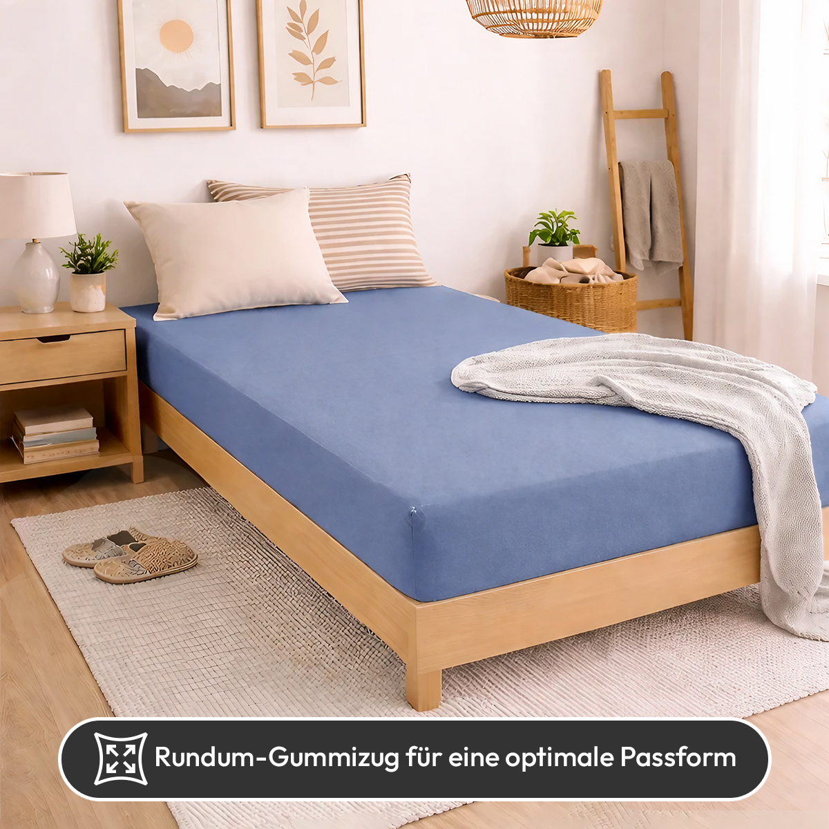 Jersey Spannbettlaken 140gsm in große 140-160x200+30 cm | Rauchblau Farbe