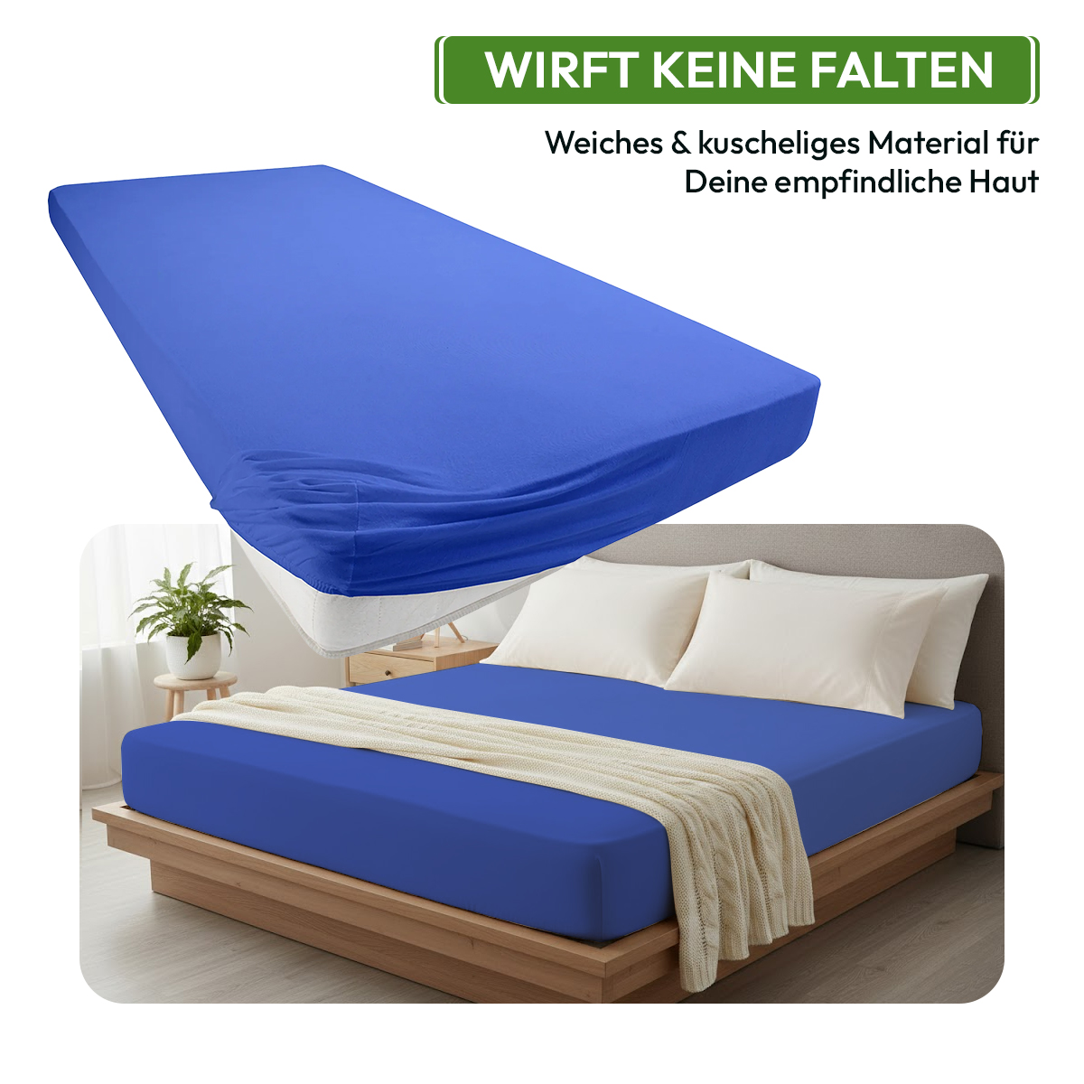 Jersey Spannbettlaken 140gsm in große 140-160x200+30 cm | Royal / Kobalt Farbe