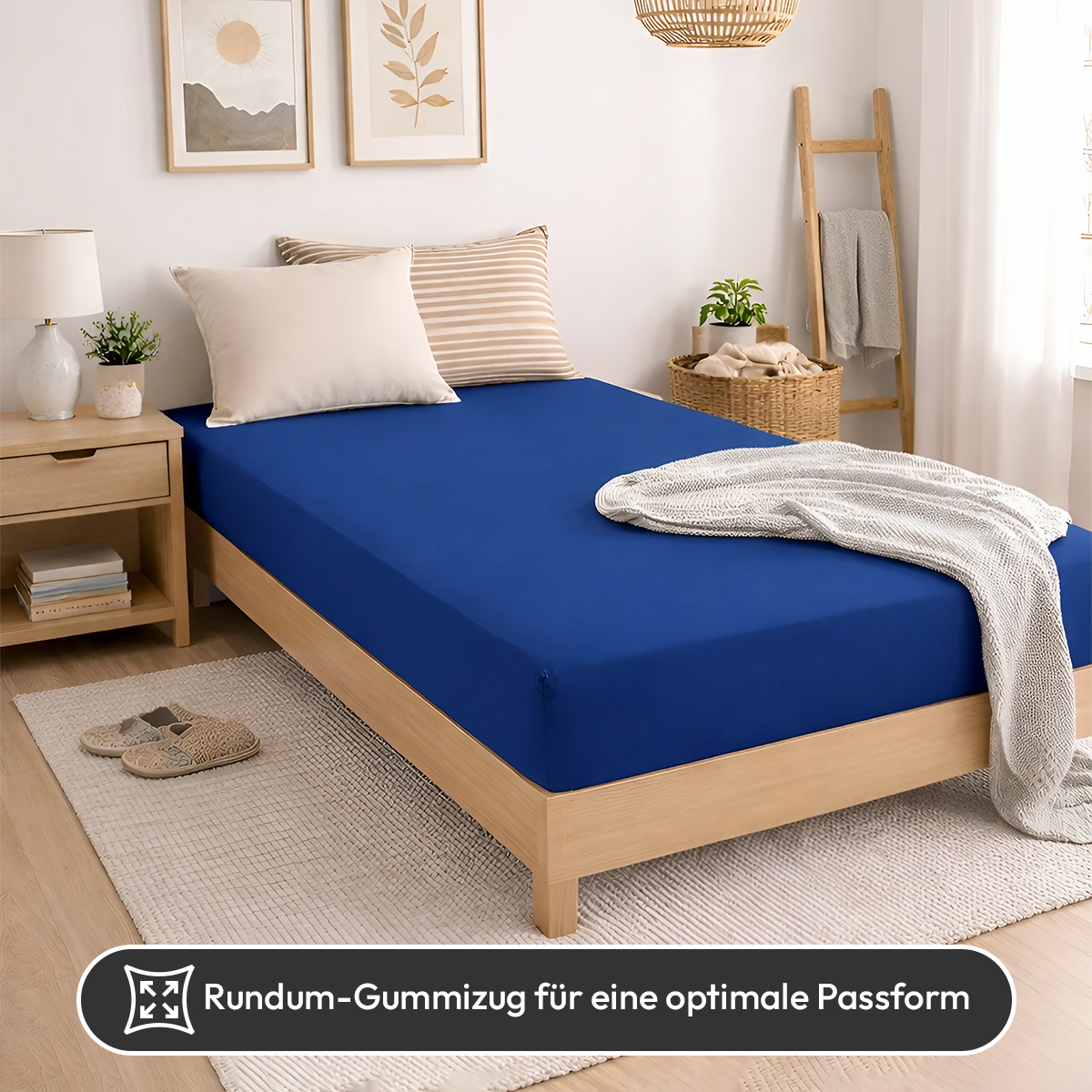Jersey Spannbettlaken 140gsm in große 140-160x200+30 cm | Royal / Kobalt Farbe