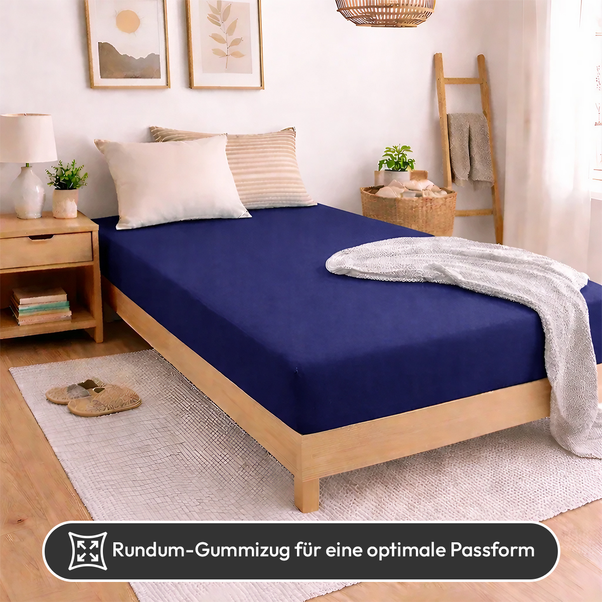 Jersey Spannbettlaken 140gsm in große 140-160x200+30 cm | Marine / Navy Farbe