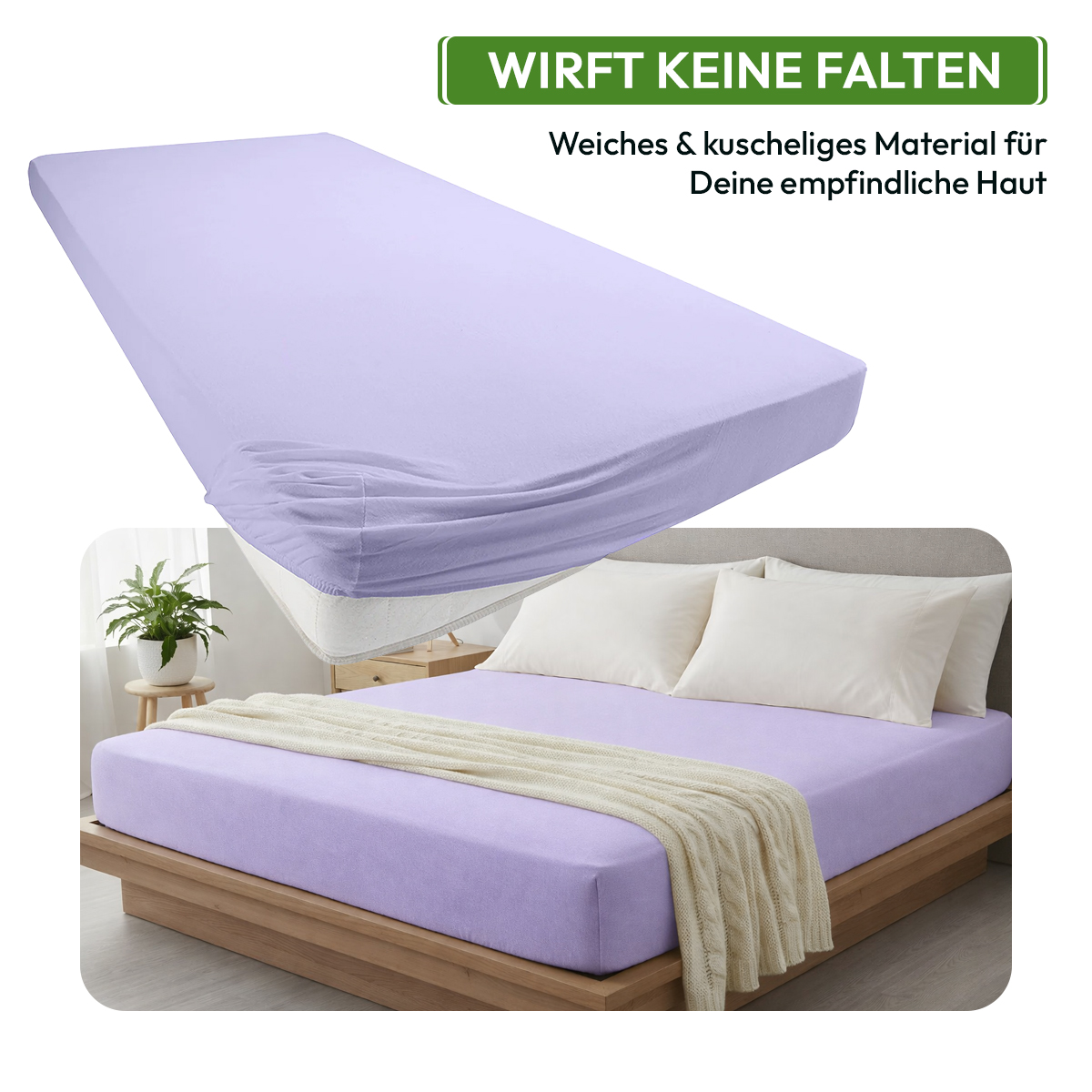 Jersey Spannbettlaken 140gsm in große 140-160x200+30 cm | Flieder Farbe