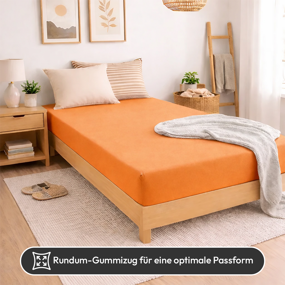 Jersey Spannbettlaken 140gsm in große 140-160x200+30 cm | Orange Farbe