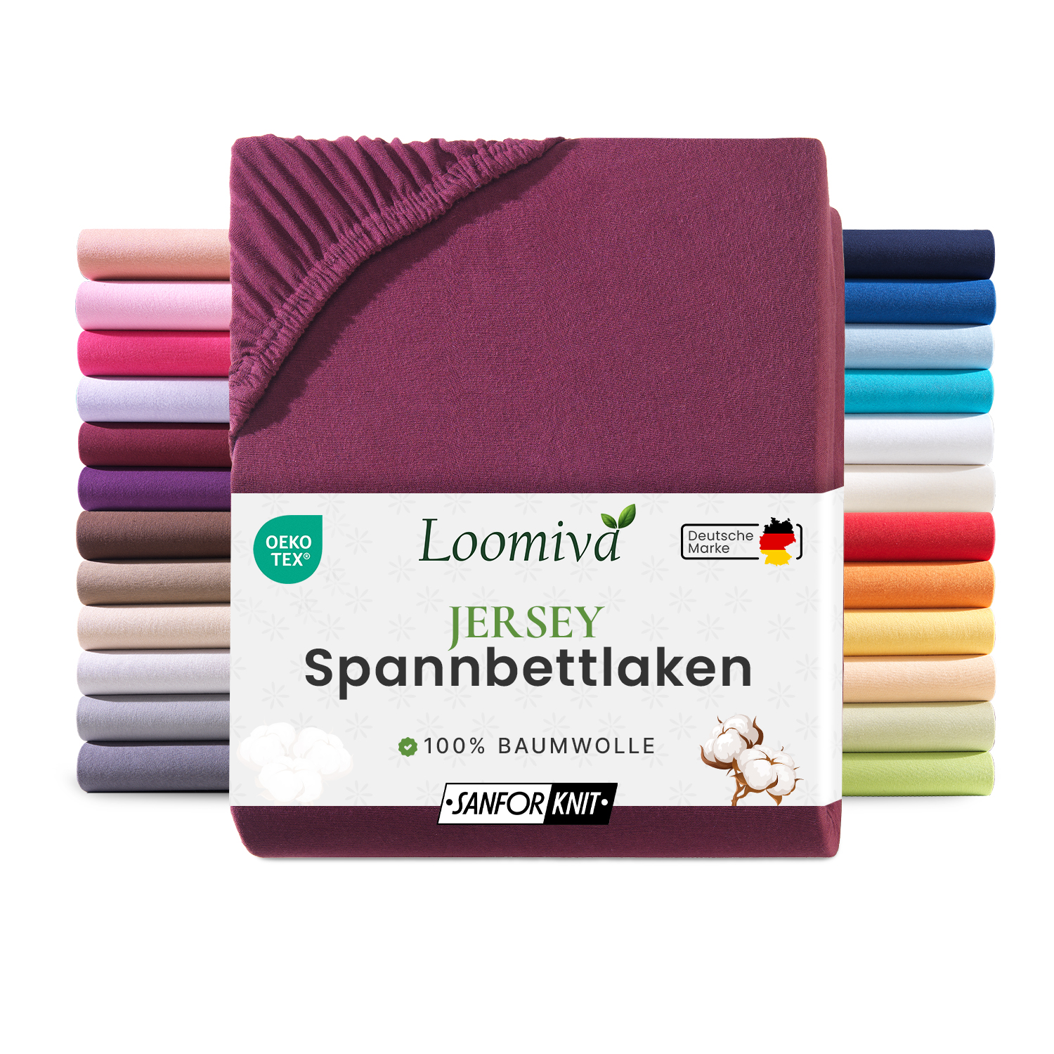 Jersey Spannbettlaken 140gsm in große 140-160x200+30 cm | Bordeaux / Weinrot Farbe