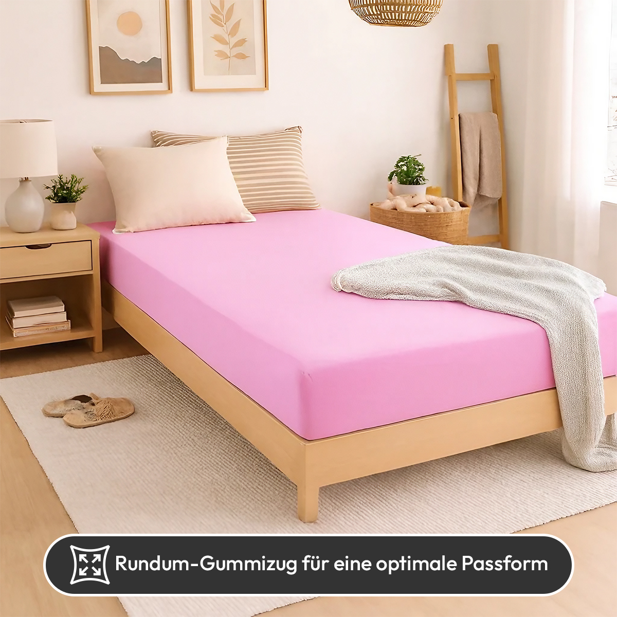 Jersey Spannbettlaken 140gsm in große 140-160x200+30 cm | Rosa  Farbe