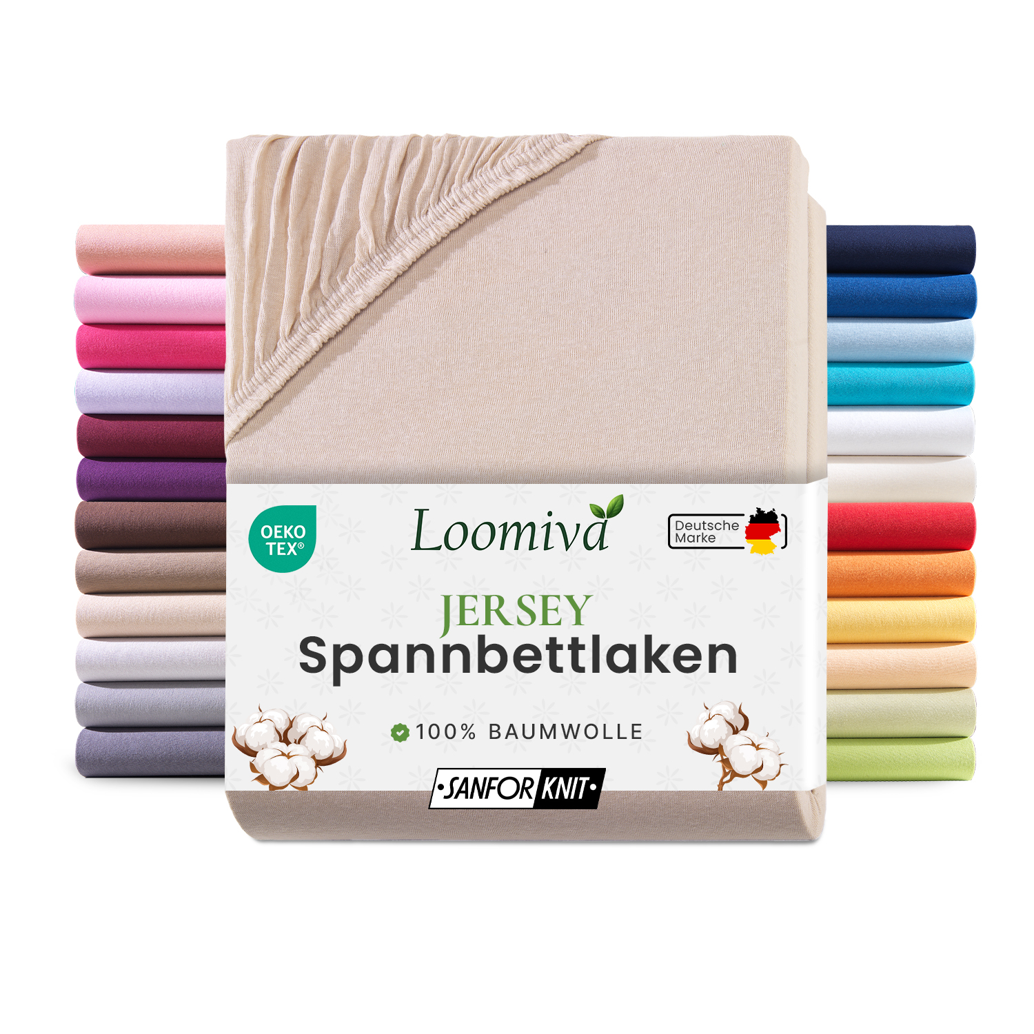 Jersey Spannbettlaken 140gsm in große 140-160x200+30 cm | Beige / Kiesel Farbe