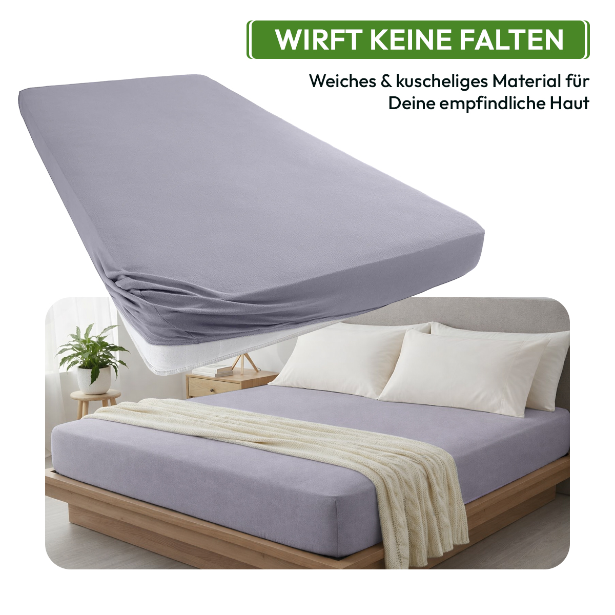 Jersey Spannbettlaken 140gsm in große 140-160x200+30 cm | Grau / Platin Farbe