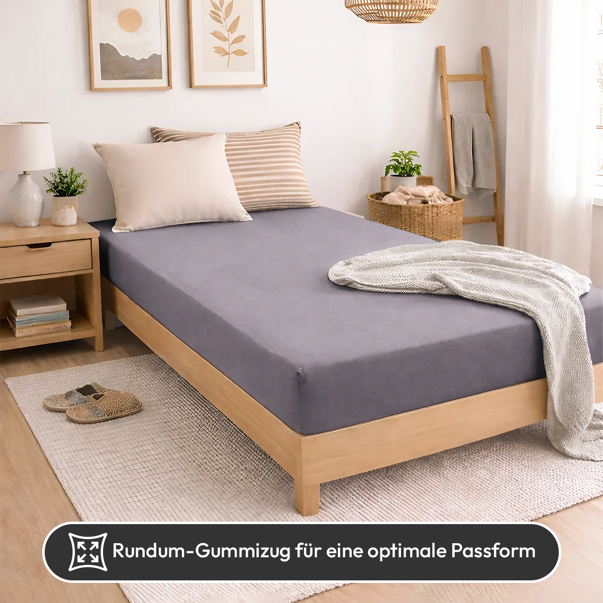 Jersey Spannbettlaken 140gsm in große 140-160x200+30 cm | Grau / Platin Farbe