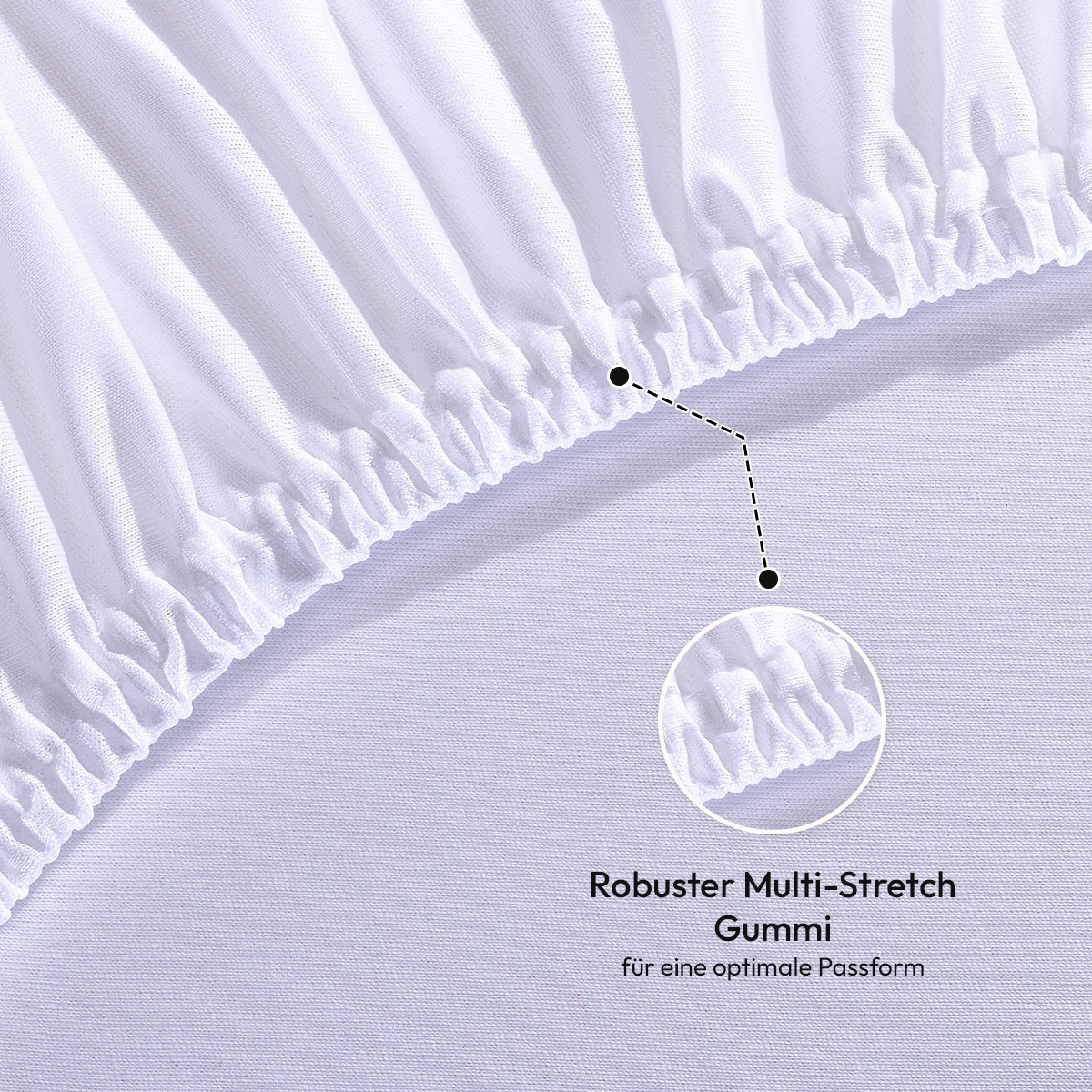 Jersey Spannbettlaken 140gsm in große 180-200x200+30 cm | Weiss Farbe