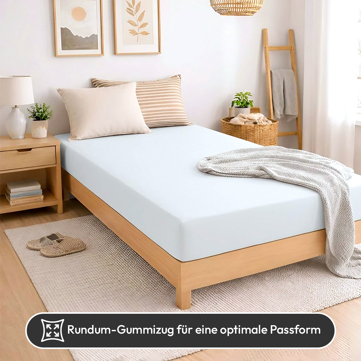 Jersey Spannbettlaken 140gsm in große 180-200x200+30 cm | Weiss Farbe