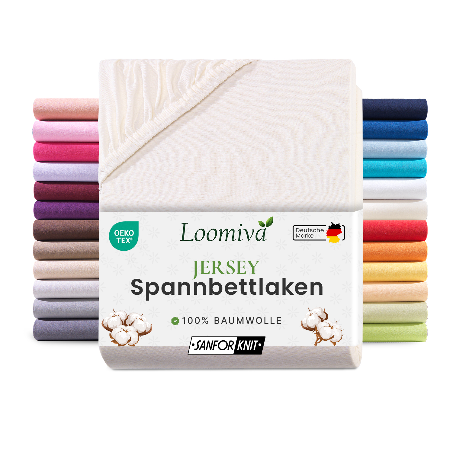 Jersey Spannbettlaken 140gsm in große 180-200x200+30 cm | Natur / Ecru Farbe