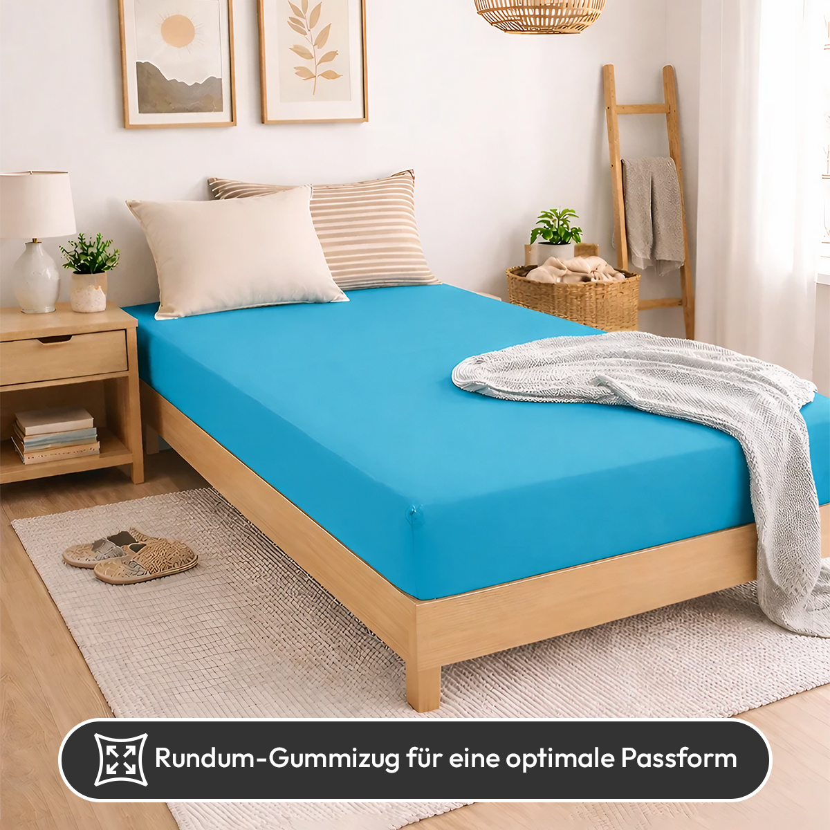 Jersey Spannbettlaken 140gsm in große 180-200x200+30 cm | Tuerkis Farbe