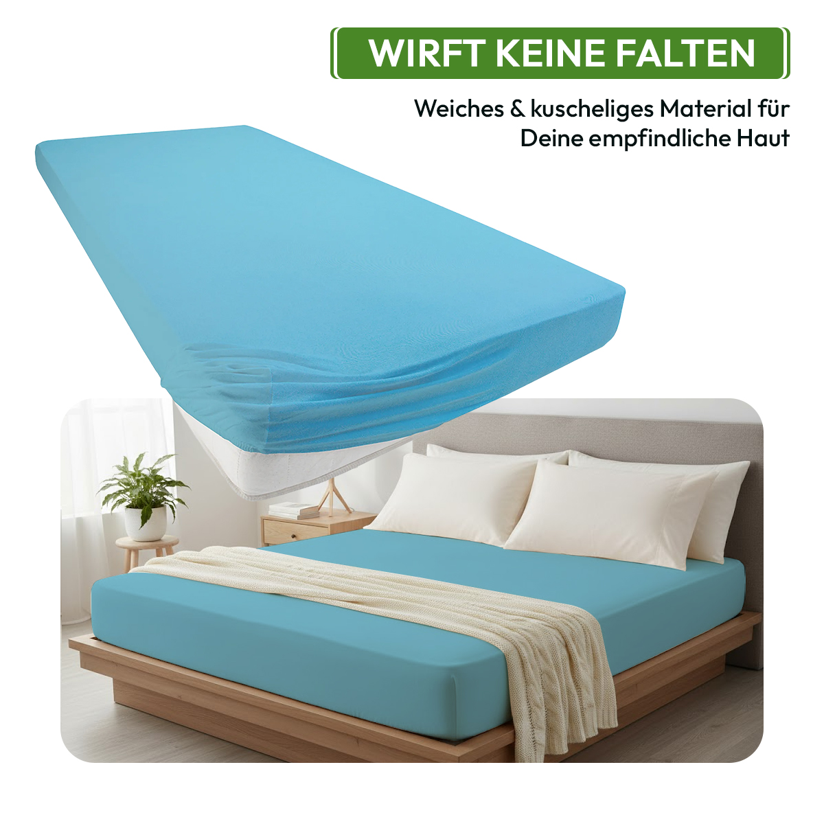 Jersey Spannbettlaken 140gsm in große 180-200x200+30 cm | Tuerkis Farbe