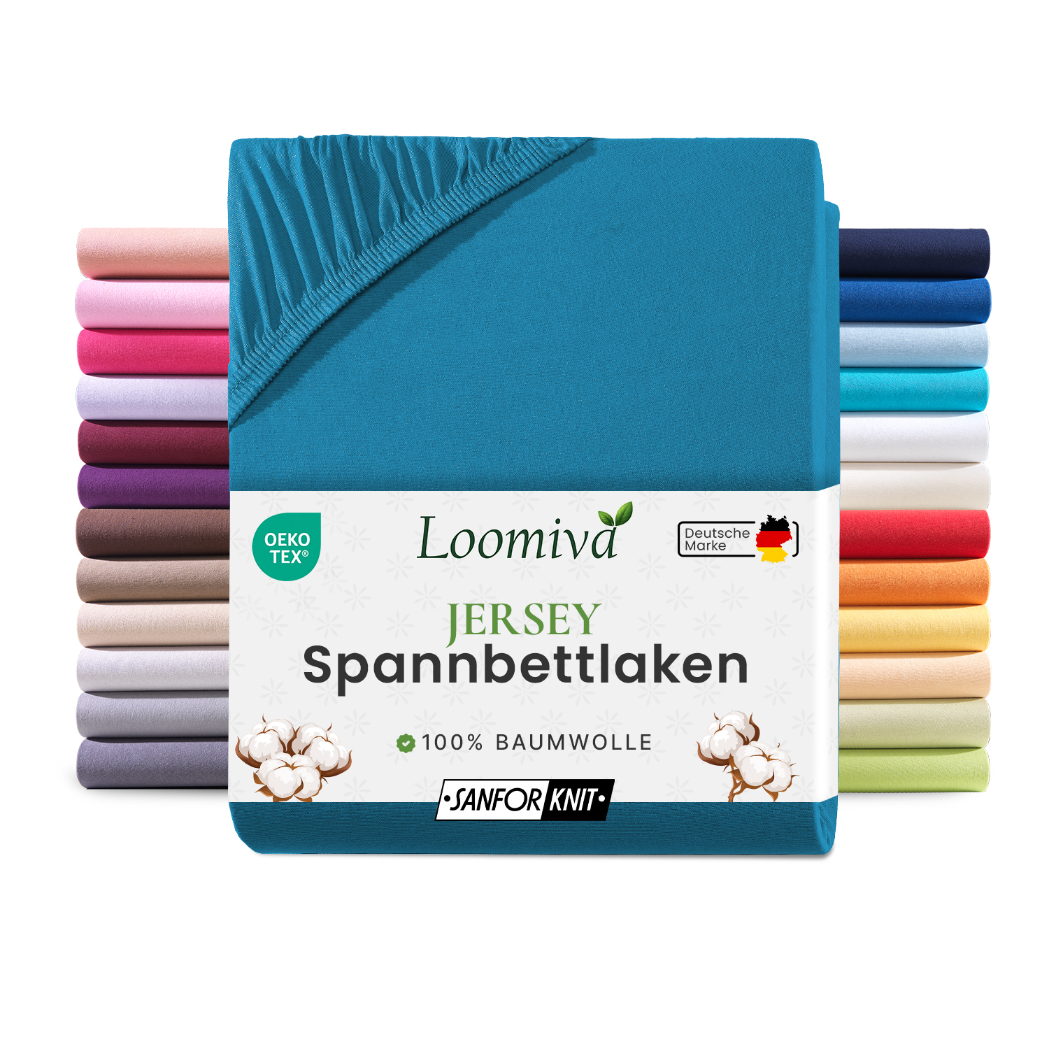 Jersey Spannbettlaken 140gsm in große 180-200x200+30 cm | Petrol Farbe