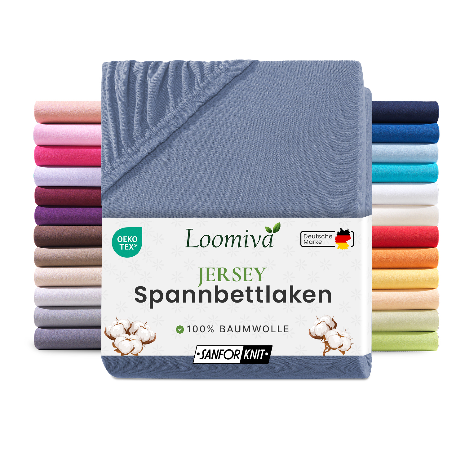 Jersey Spannbettlaken 140gsm in große 180-200x200+30 cm | Rauchblau Farbe
