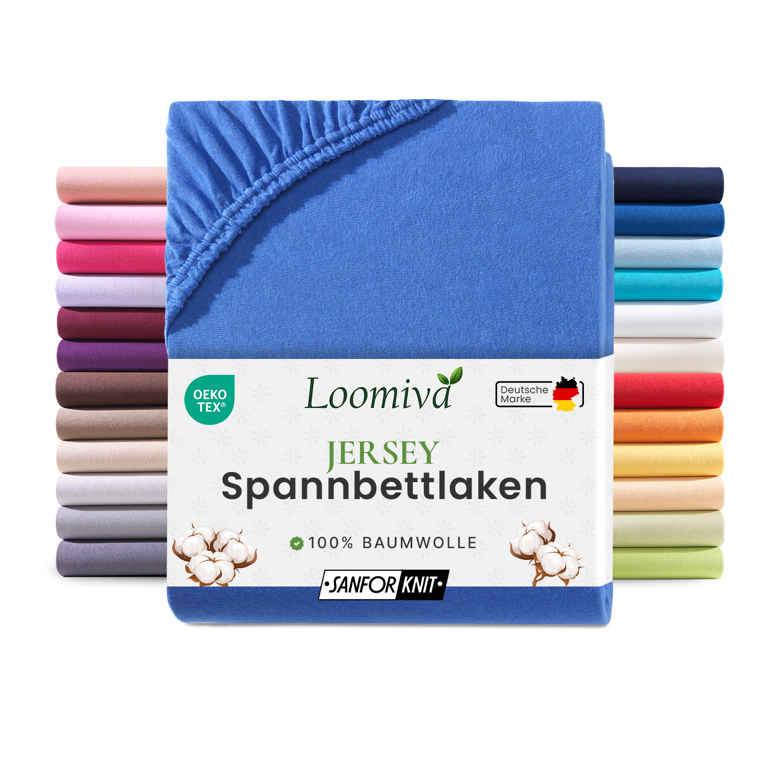 Jersey Spannbettlaken 140gsm in große 180-200x200+30 cm | Royal / Kobalt Farbe